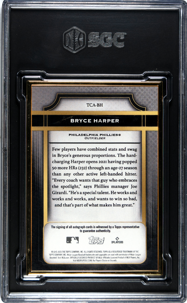 BRYCE HARPER 2021 Topps Transcendent Purple Auto /10 #TCA-BH SGC 10 / 10