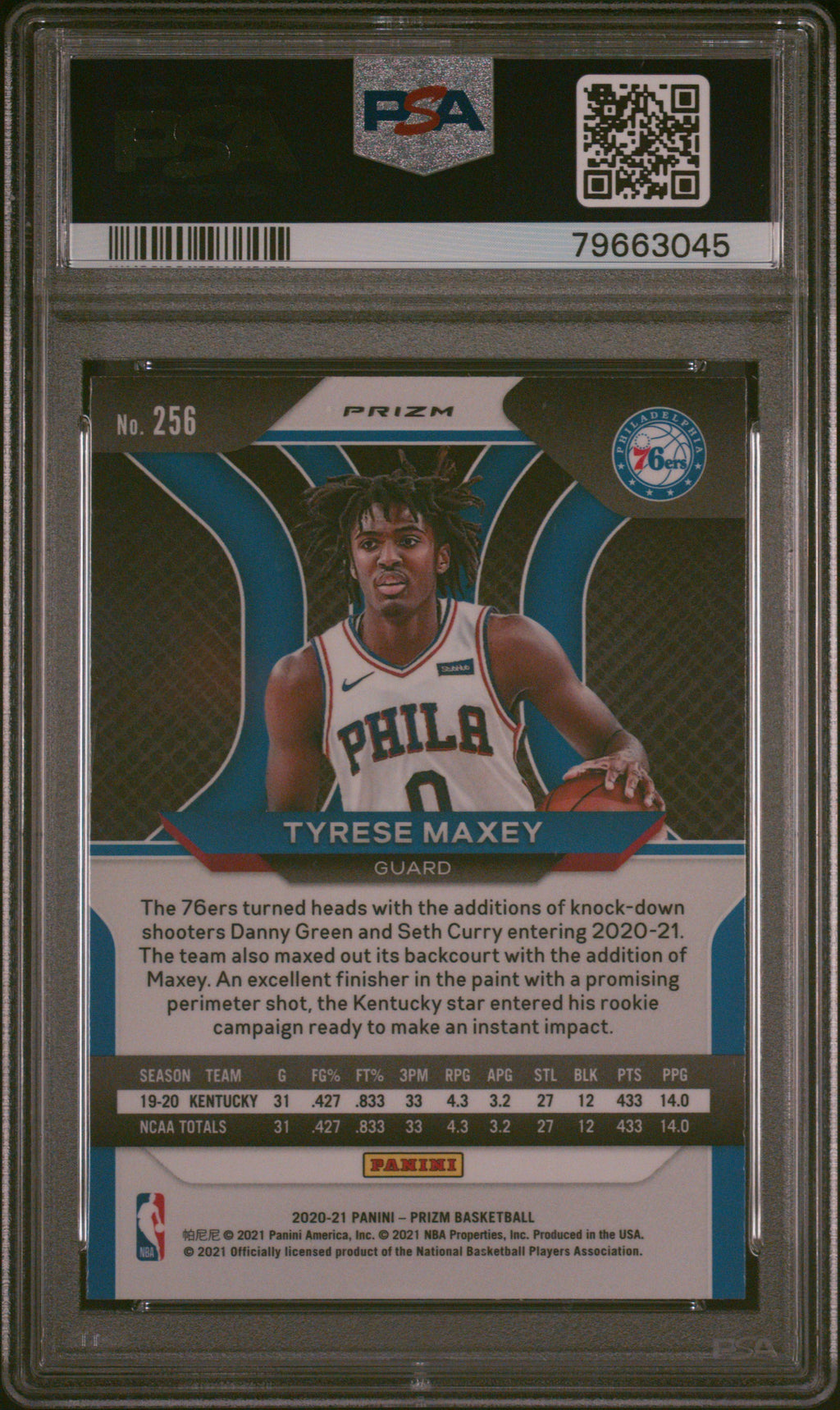 TYRESE MAXEY 2020-21 Panini Prizm Rookie Red Ice #256 PSA 10 76ers