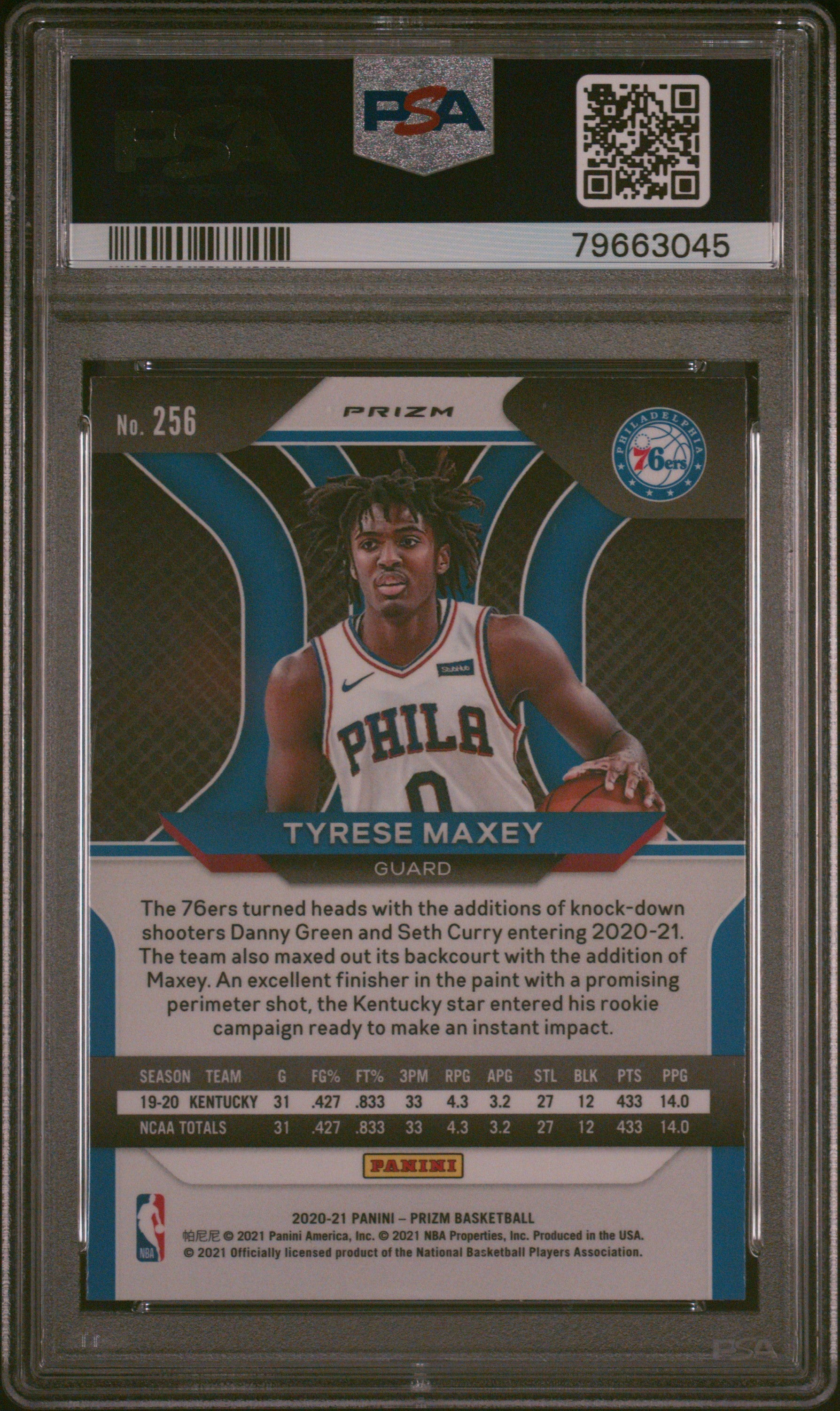 TYRESE MAXEY 2020-21 Panini Prizm Rookie Red Ice #256 PSA 10 76ers