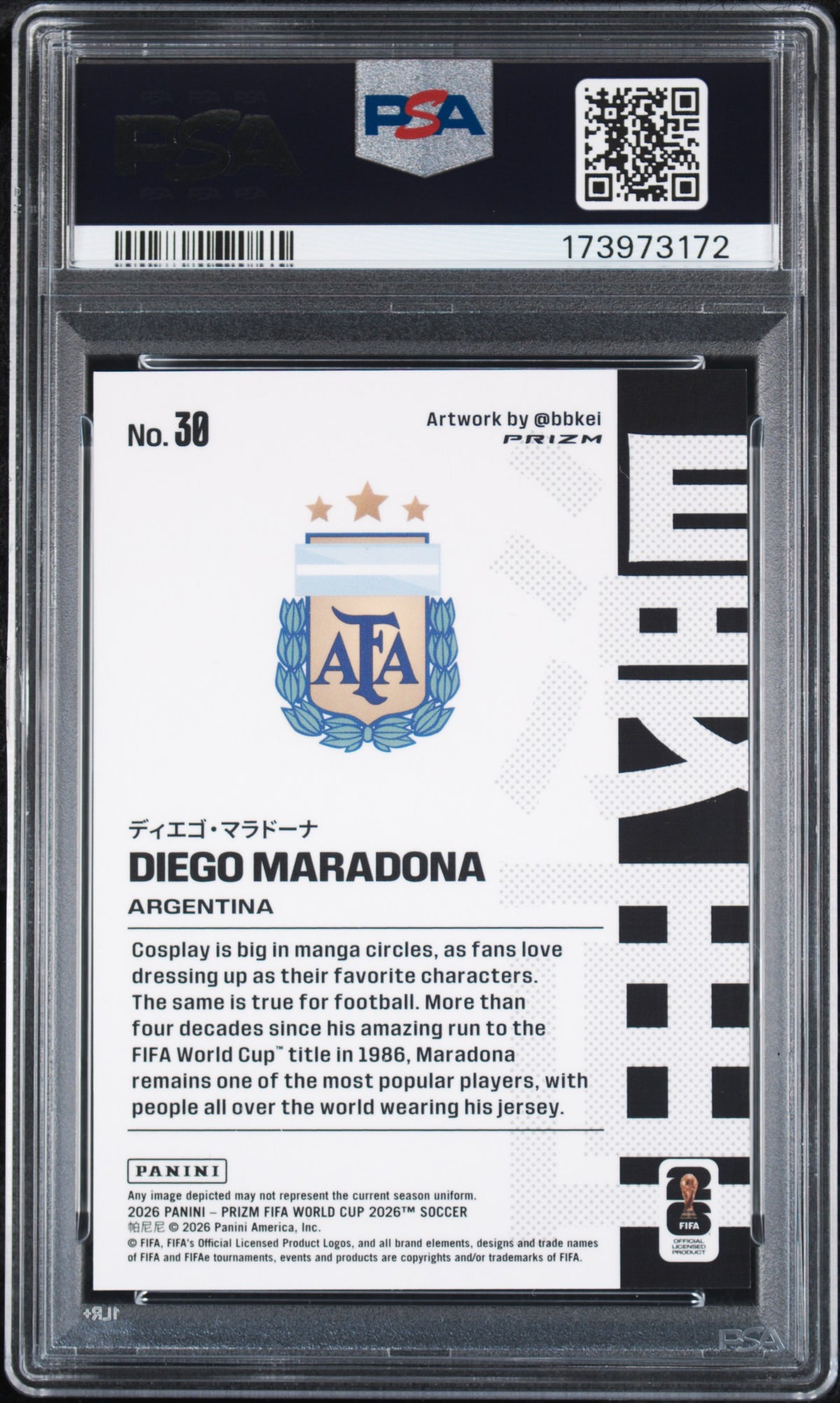 DIEGO MARADONA 2026 Panini Prizm World Cup Manga Case Hit SSP #30 PSA 9