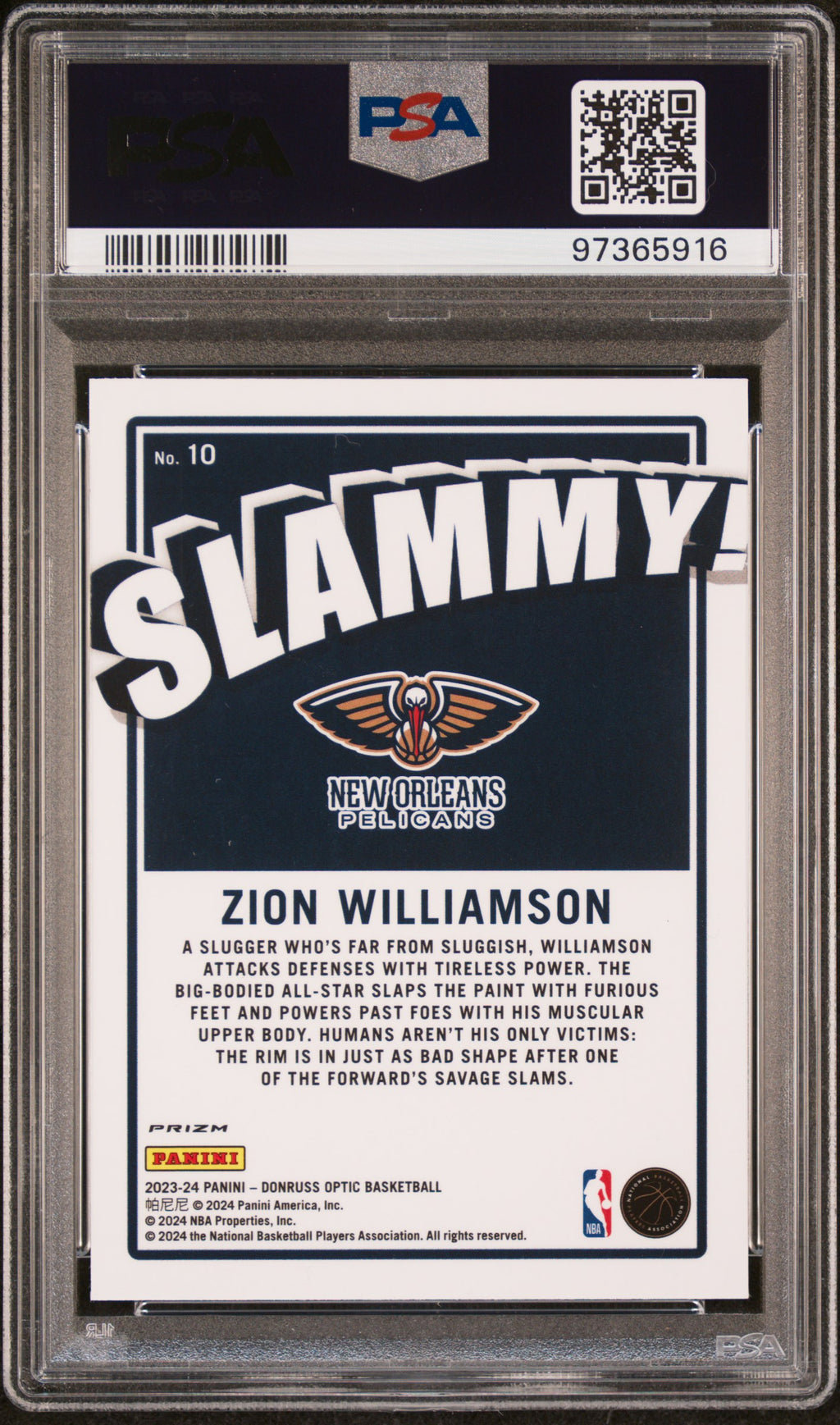 ZION WILLIAMSON 2023-24 Panini Donruss Optic Slammy Case Hit SSP #10 PSA 10