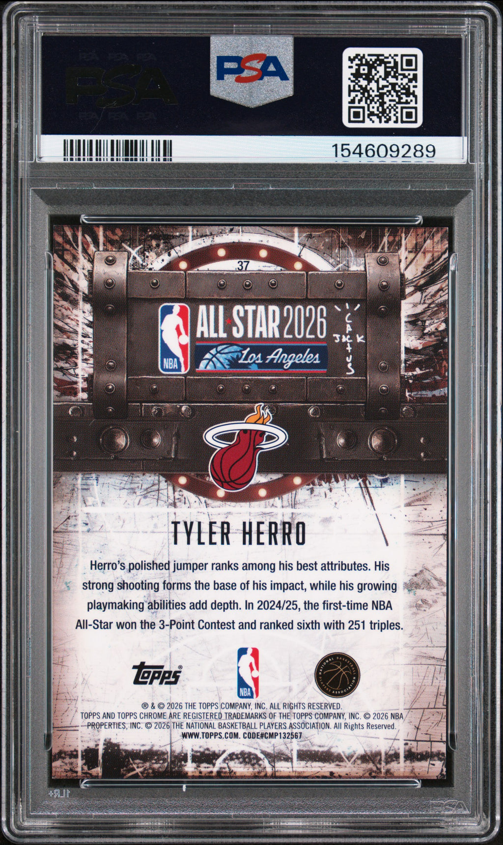 TYLER HERRO 2025 Topps Chrome Cactus Jack Orange Refractor /50 #79 PSA 10 Heat