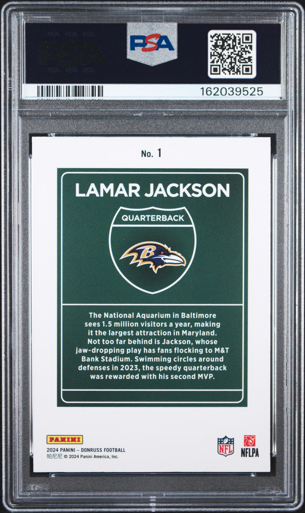 LAMAR JACKSON 2024 Panini Donruss Downtown Case Hit SSP #1 PSA 10 Ravens