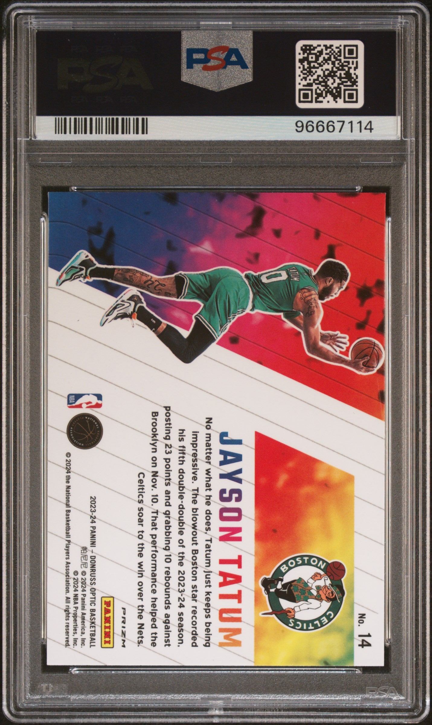 JAYSON TATUM 2023-24 Panini Donruss Optic Phazes Case Hit SSP #14 PSA 10