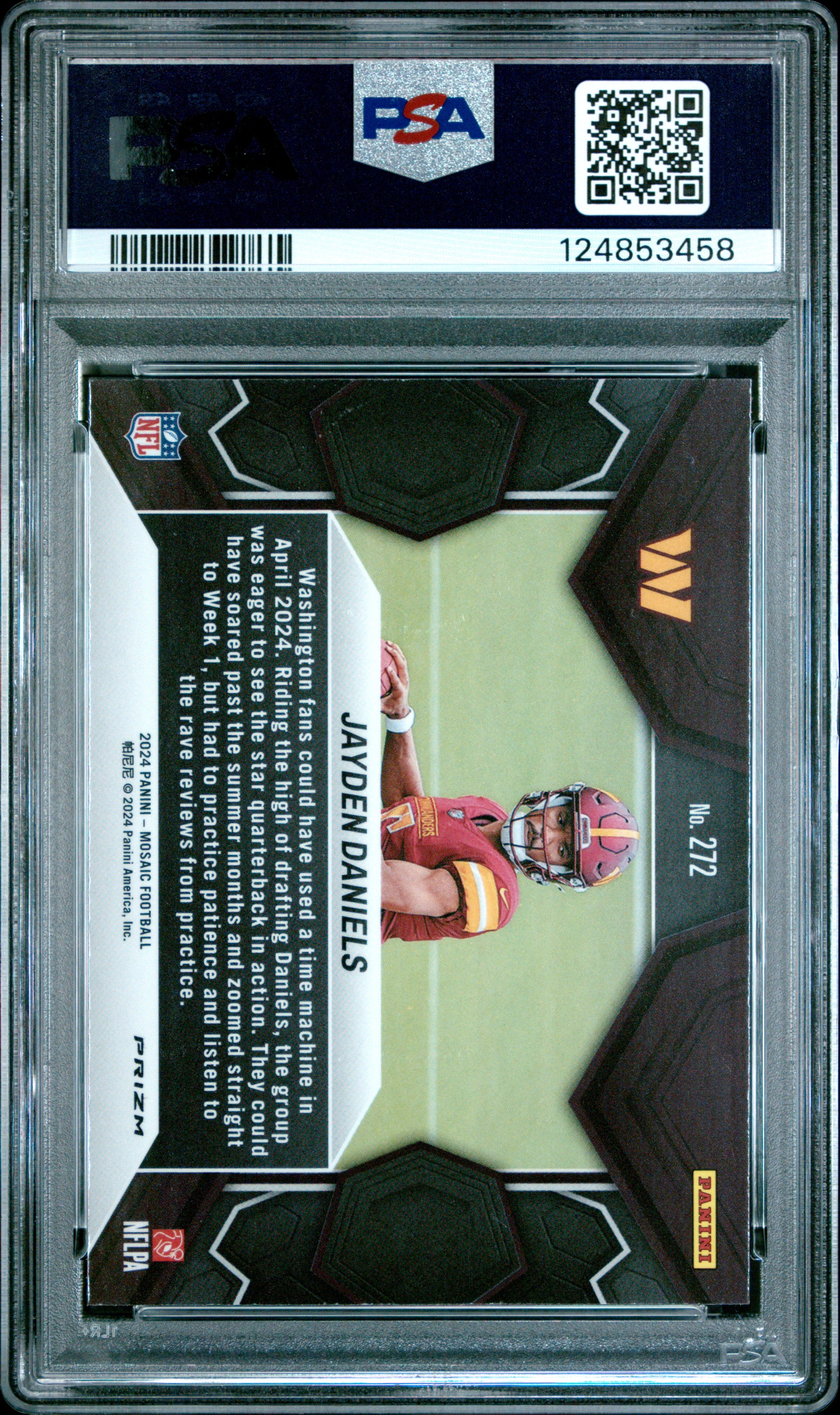 JAYDEN DANIELS 2024 Panini Mosaic Rookie Green Prizm #272 PSA 10 Commanders