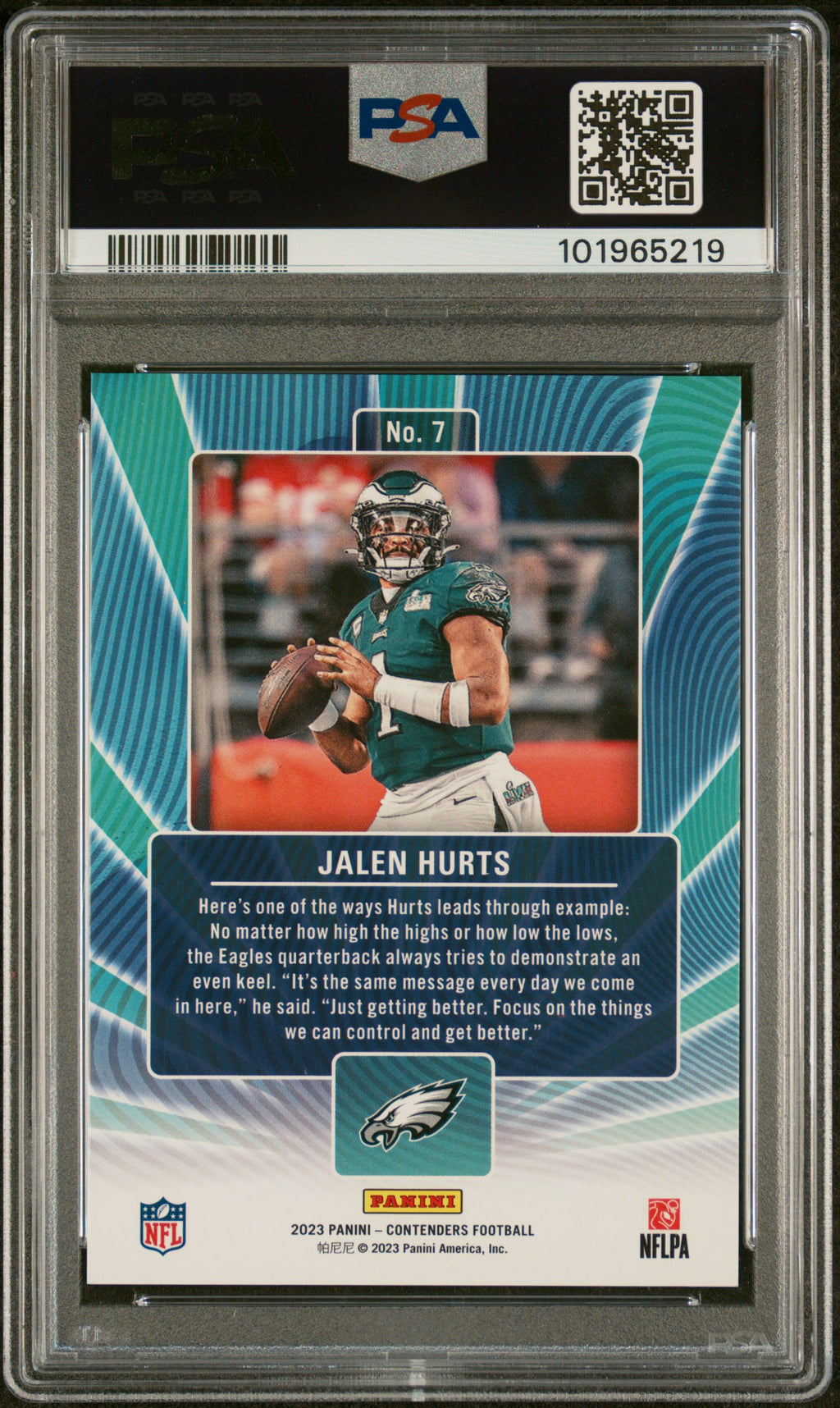 JALEN HURTS 2023 Panini Contenders Winning Ticket Cracked Ice /25 #7 PSA 9