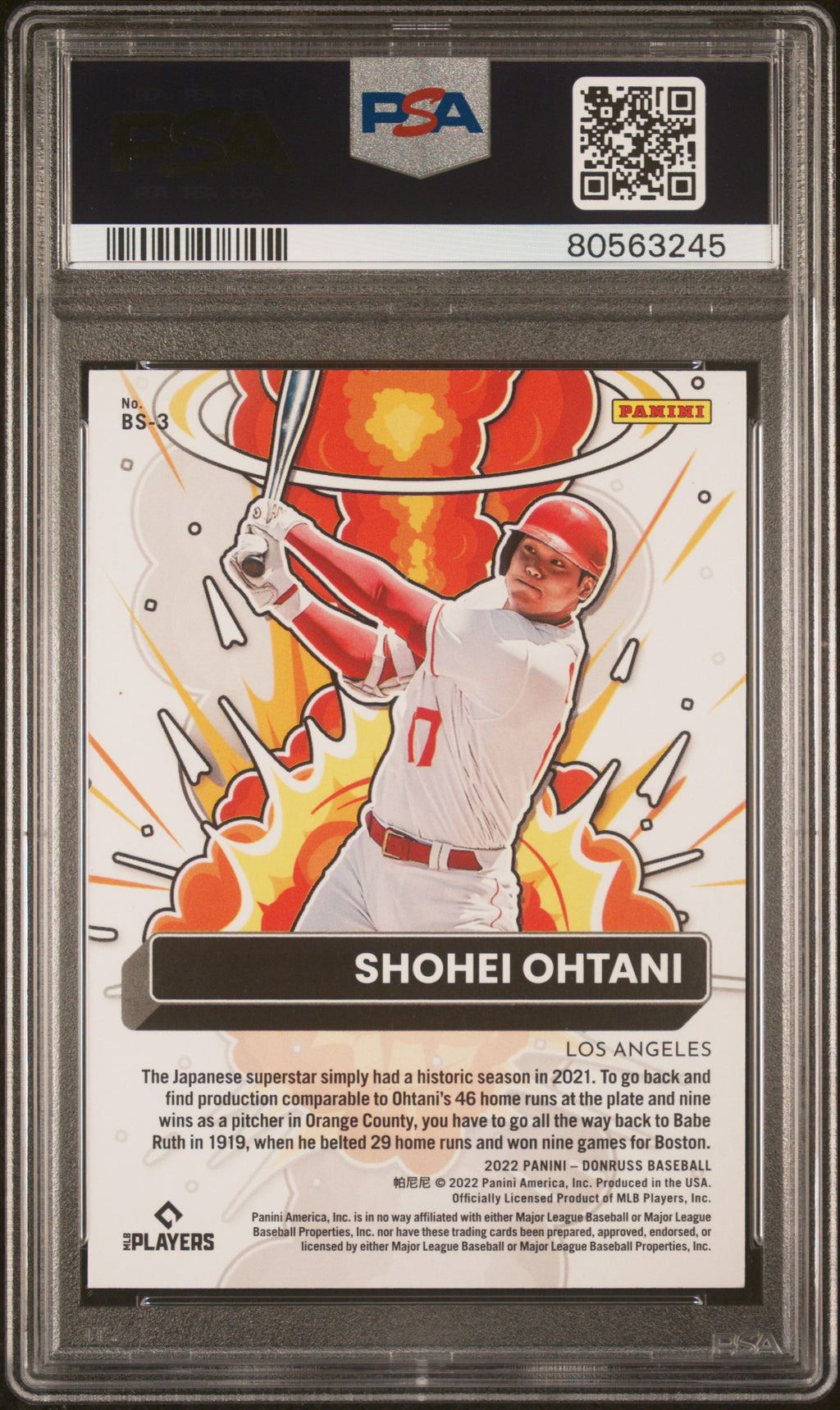 SHOHEI OHTANI 2022 Panini Donruss Bomb Squad Pink Fireworks #BS3 PSA 9 Angels