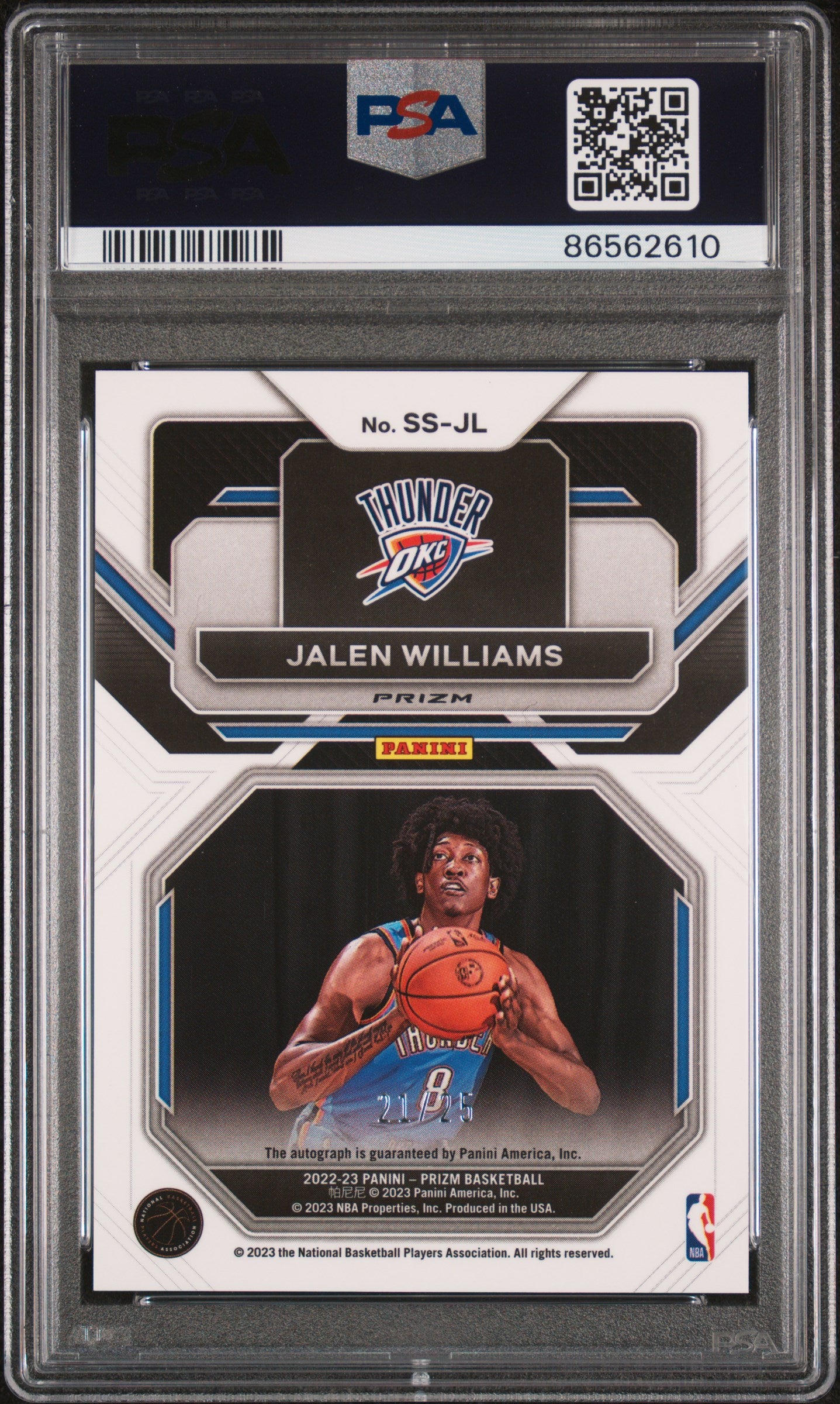 JALEN WILLIAMS 2022-23 Panini Prizm Sensational Rookie Auto Mojo /25 PSA 10