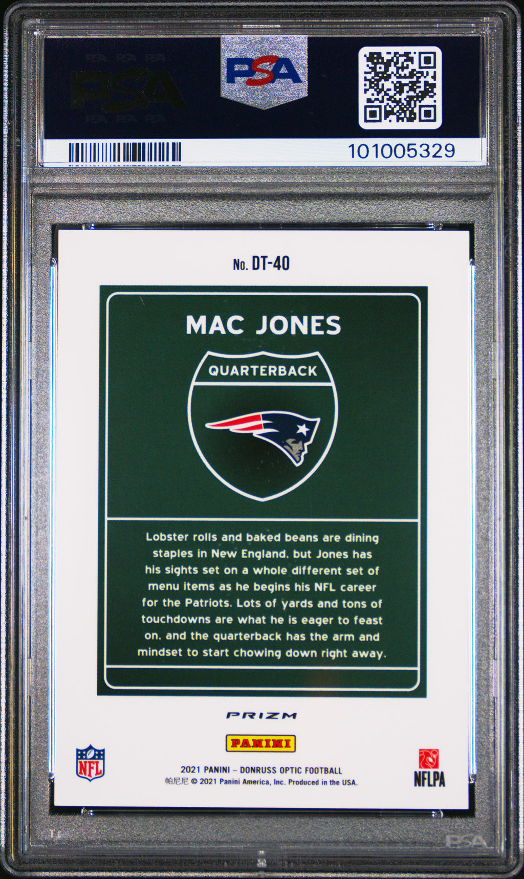 MAC JONES 2021 Panini Donruss Optic Rookie Downtown Case Hit SSP #DT40 PSA 10