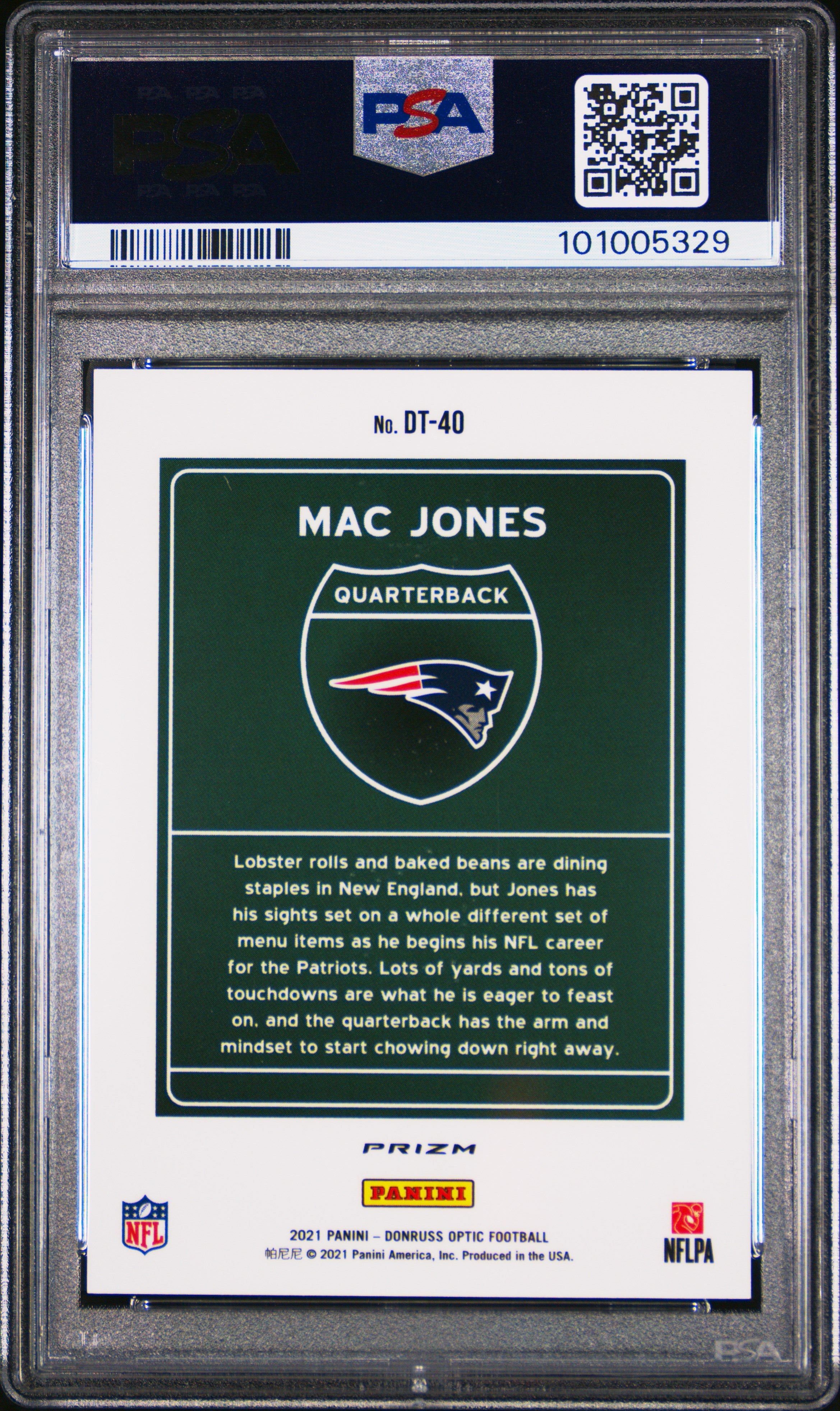 MAC JONES 2021 Panini Donruss Optic Rookie Downtown Case Hit SSP #DT40 PSA 10