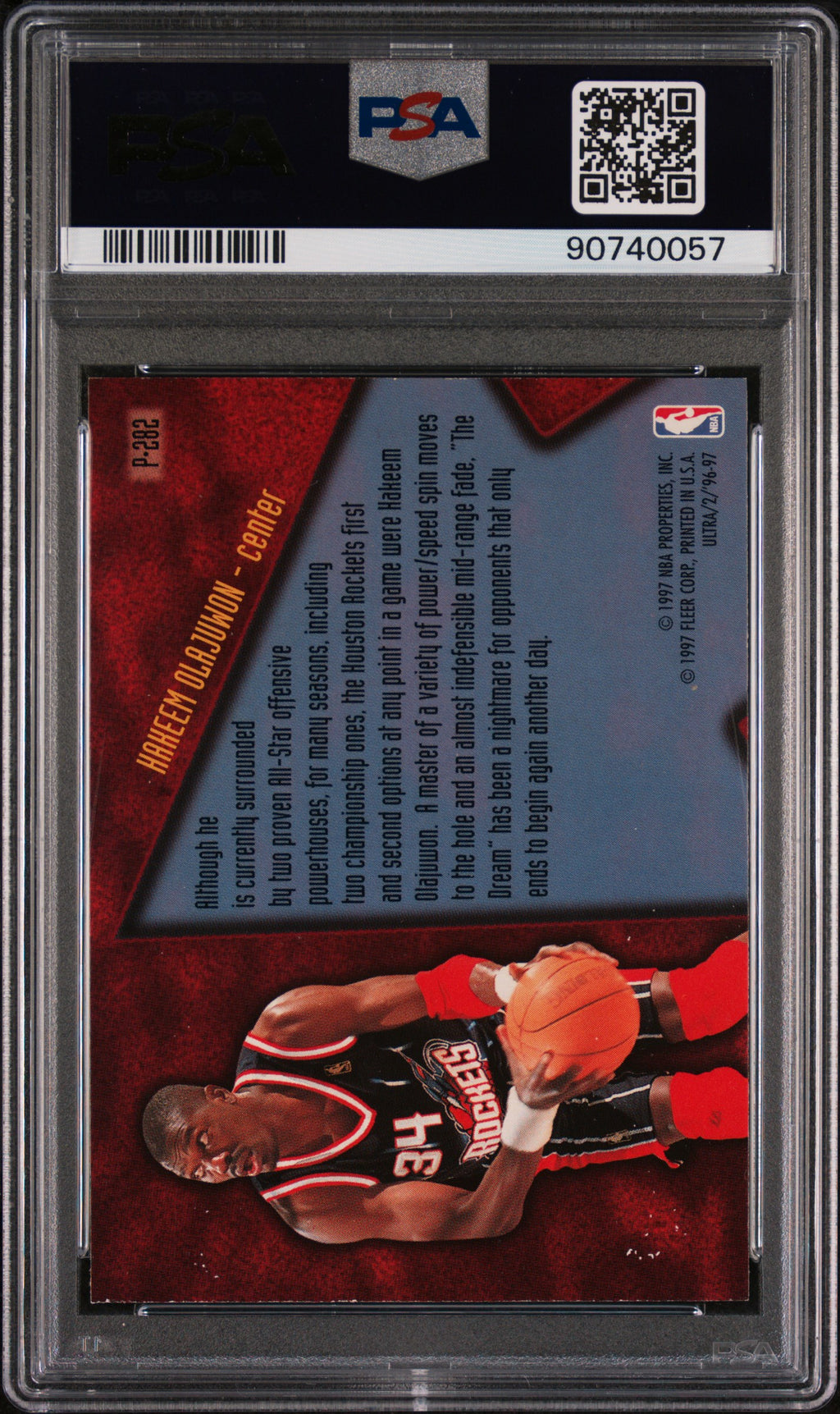 HAKEEM OLAJUWON 1996-97 Fleer Ultra Platinum Medallion #P282 PSA 7 Rockets