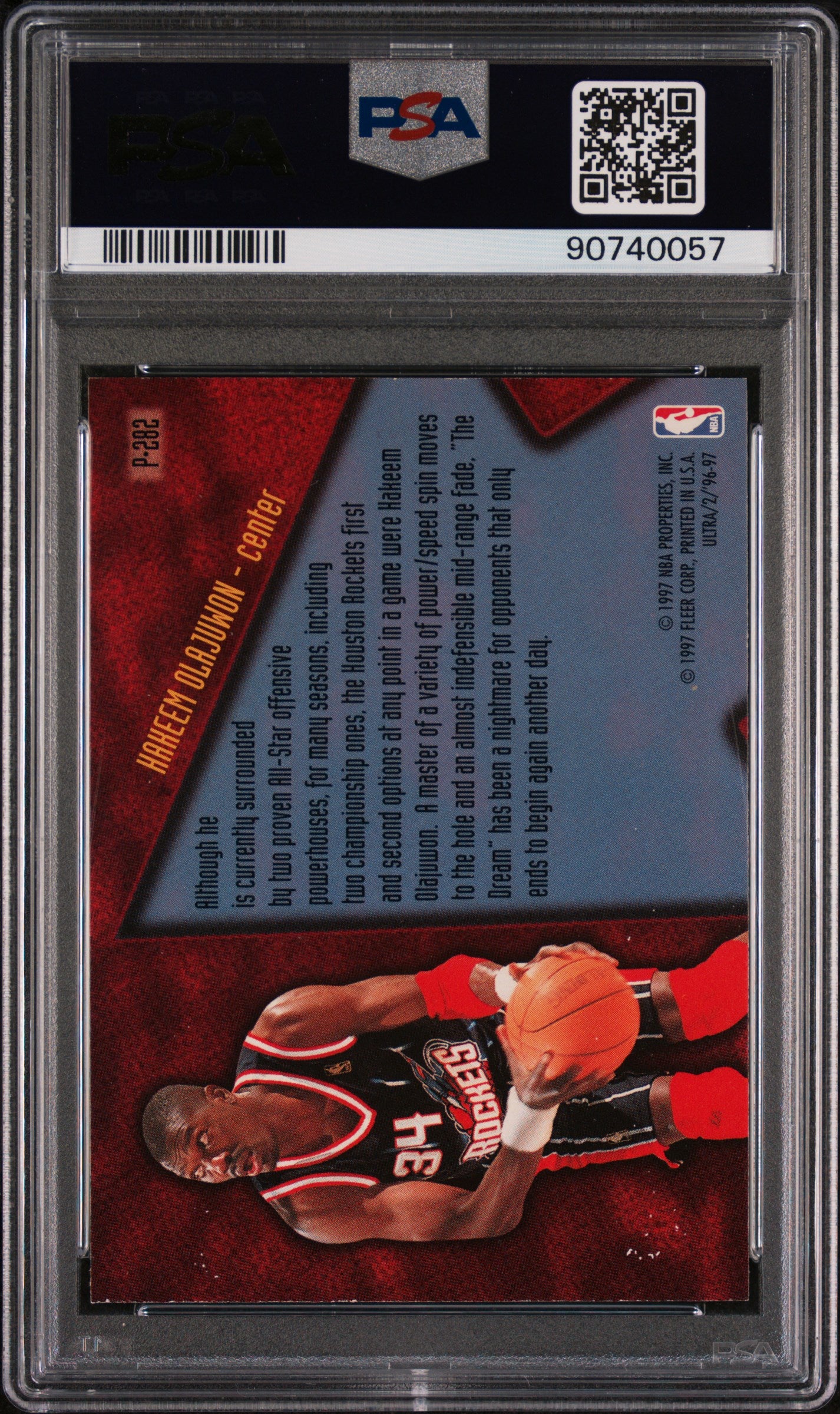 HAKEEM OLAJUWON 1996-97 Fleer Ultra Platinum Medallion #P282 PSA 7 Rockets