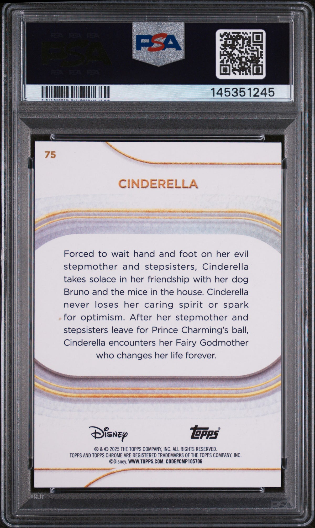 CINDERELLA 2025 Topps Chrome Disney White Refractor /30 #75 PSA 8