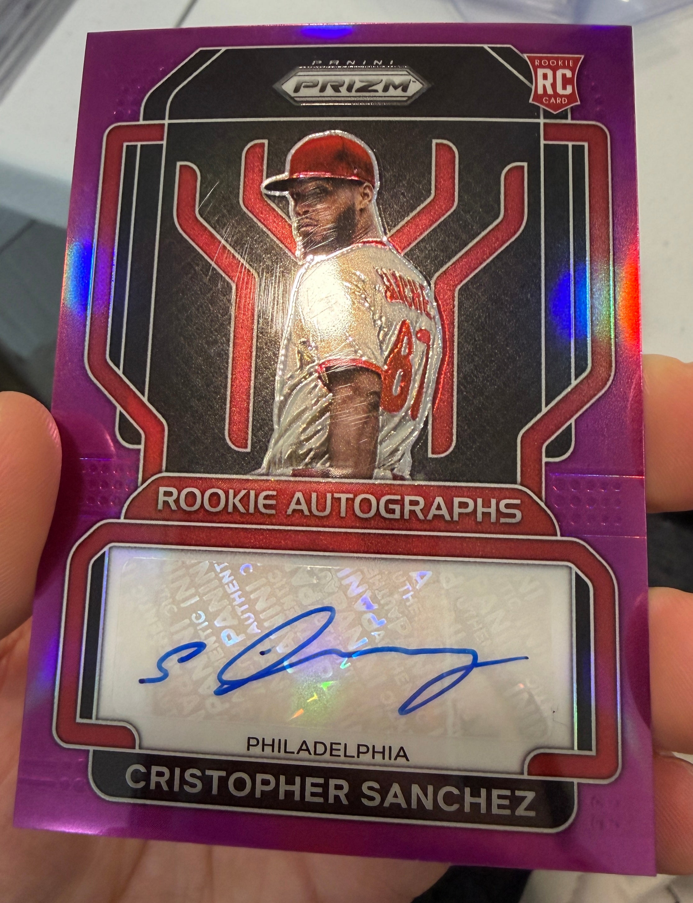 CRISTOPHER SANCHEZ 2022 Panini Prizm Rookie Auto Purple /50 #RA-SZ Phillies