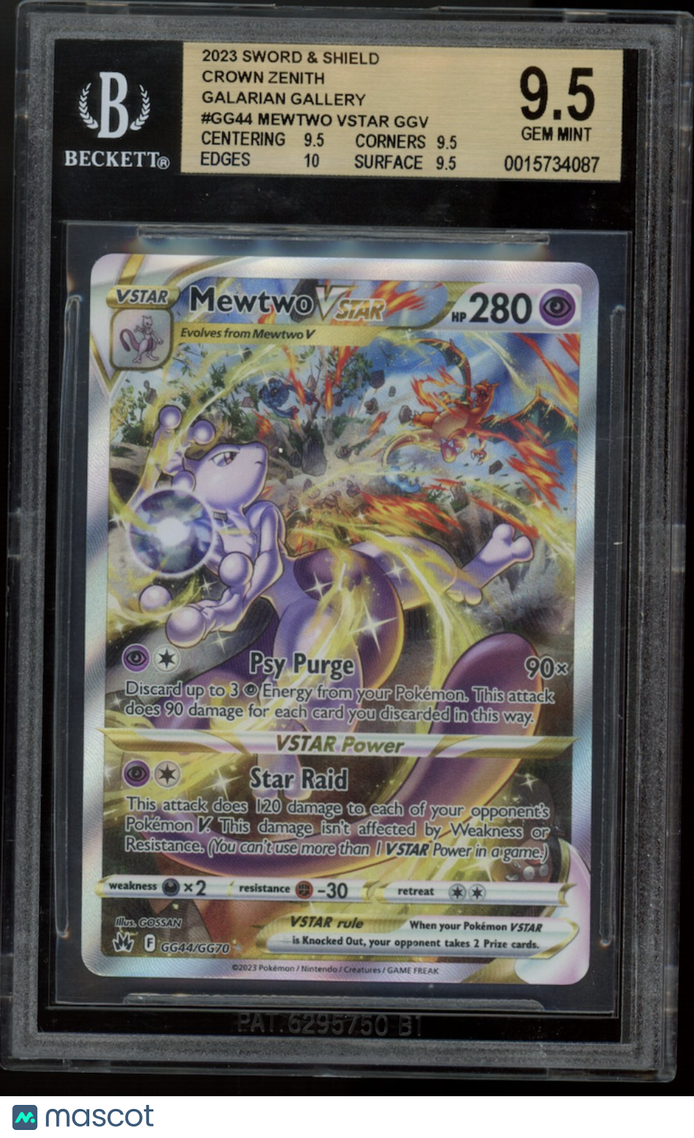 MEWTWO VSTAR 2023 Pokemon SWSH Crown Zenith Galarian Gallery #GG44 BGS 9.5
