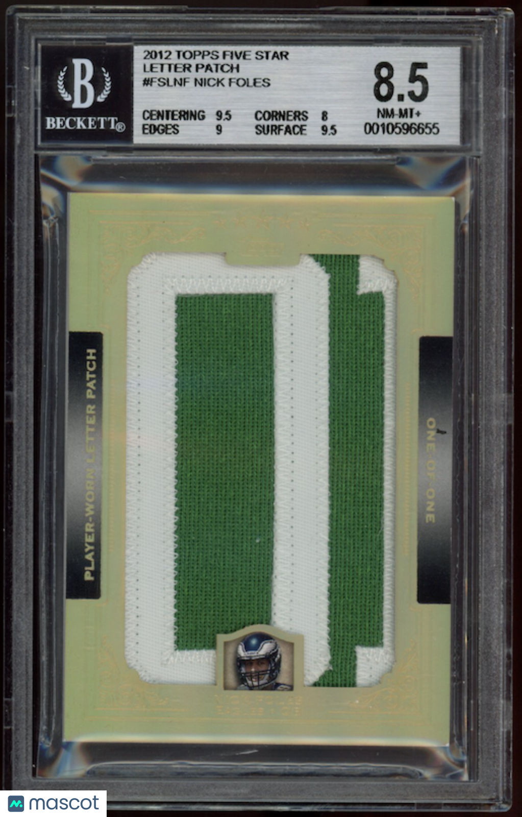 NICK FOLES 2012 Topps Five Star Letter Patch 1/1 Rookie Eagles BGS 8.5 #FSL-NF