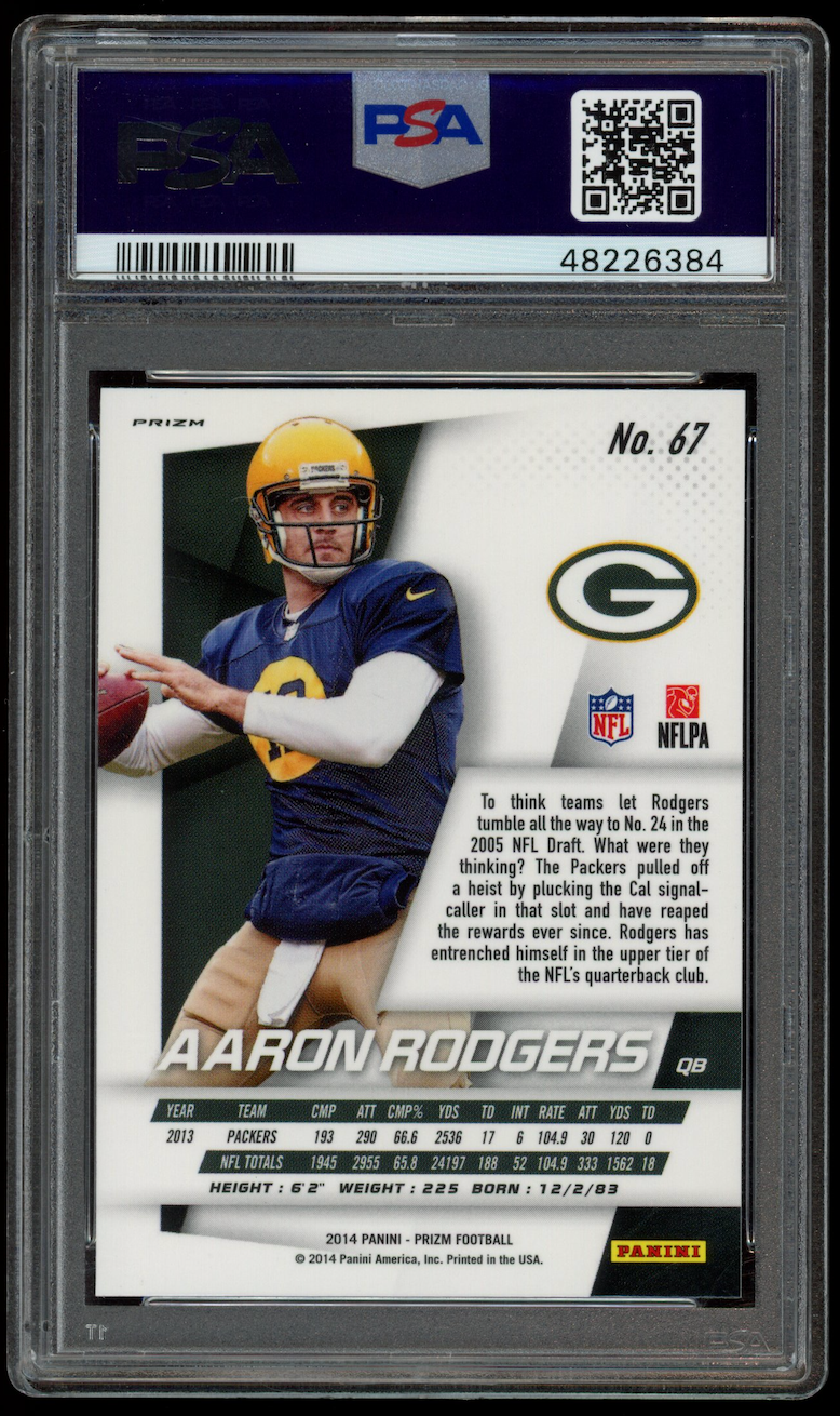AARON RODGERS 2014 Panini Prizm Orange Prizm #67 PSA 9 Packers