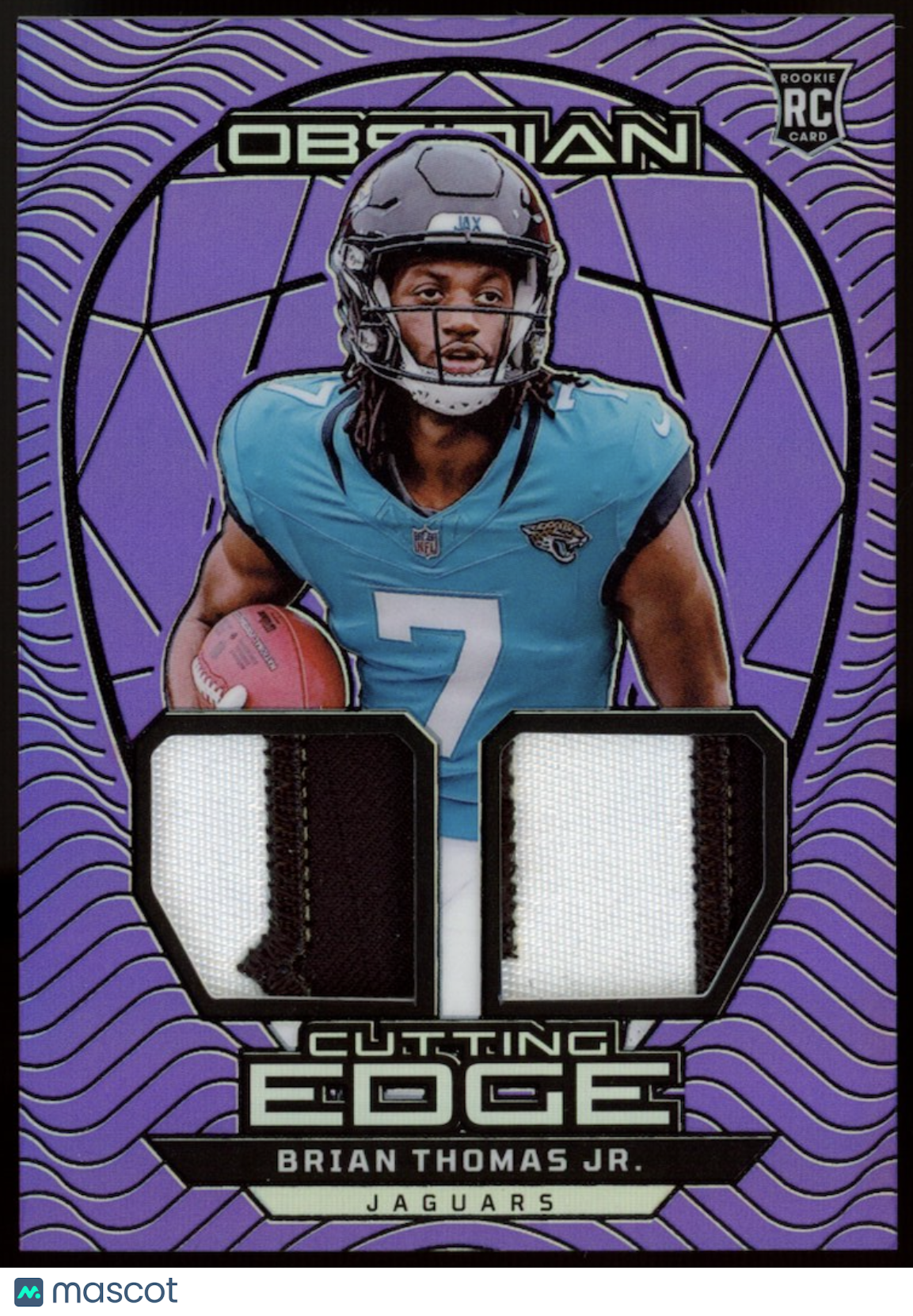 BRIAN THOMAS JR. 2024 Panini Obsidian Cutting Edge Dual Patch Purple Flood /49