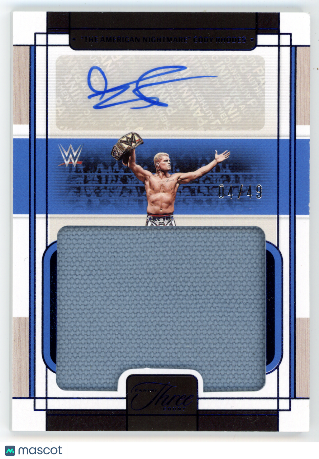 CODY RHODES 2024 Panini Three Count WWE Massive Patch Auto Blue /49 #MM-CRD