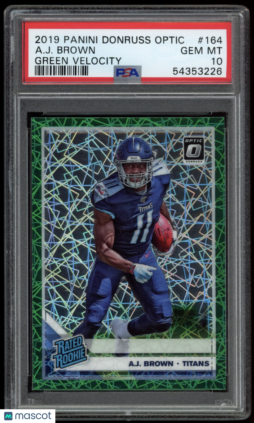 A.J. BROWN 2019 Donruss Optic Rated Rookie Green Velocity #164 PSA 10 Titans