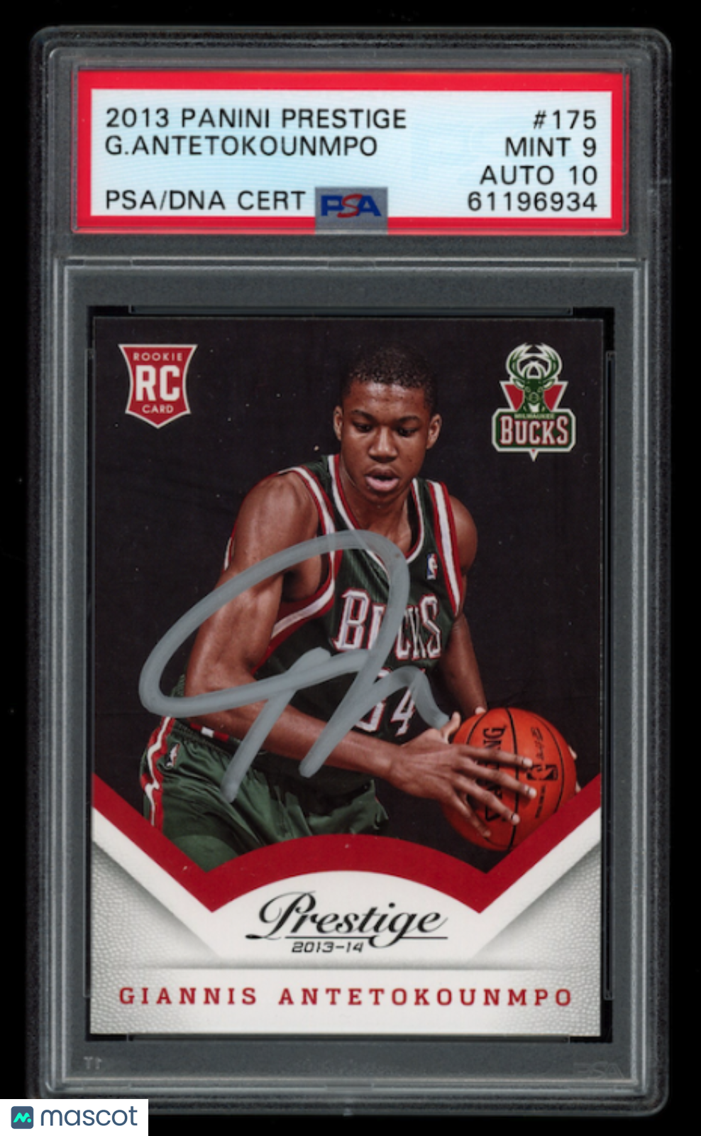 GIANNIS ANTETOKOUNMPO 2013-14 Panini Prestige Signed Rookie #175 PSA 9 Auto 10