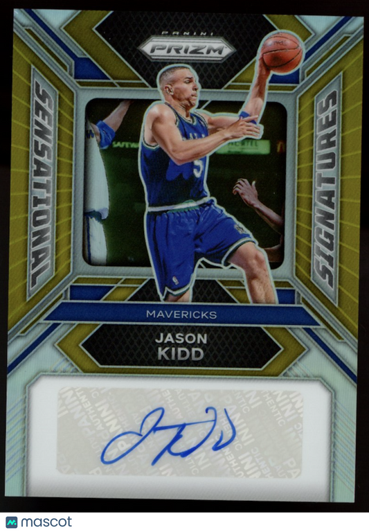 JASON KIDD 2023-24 Panini Prizm Sensational Signatures Gold Auto /10 Mavericks