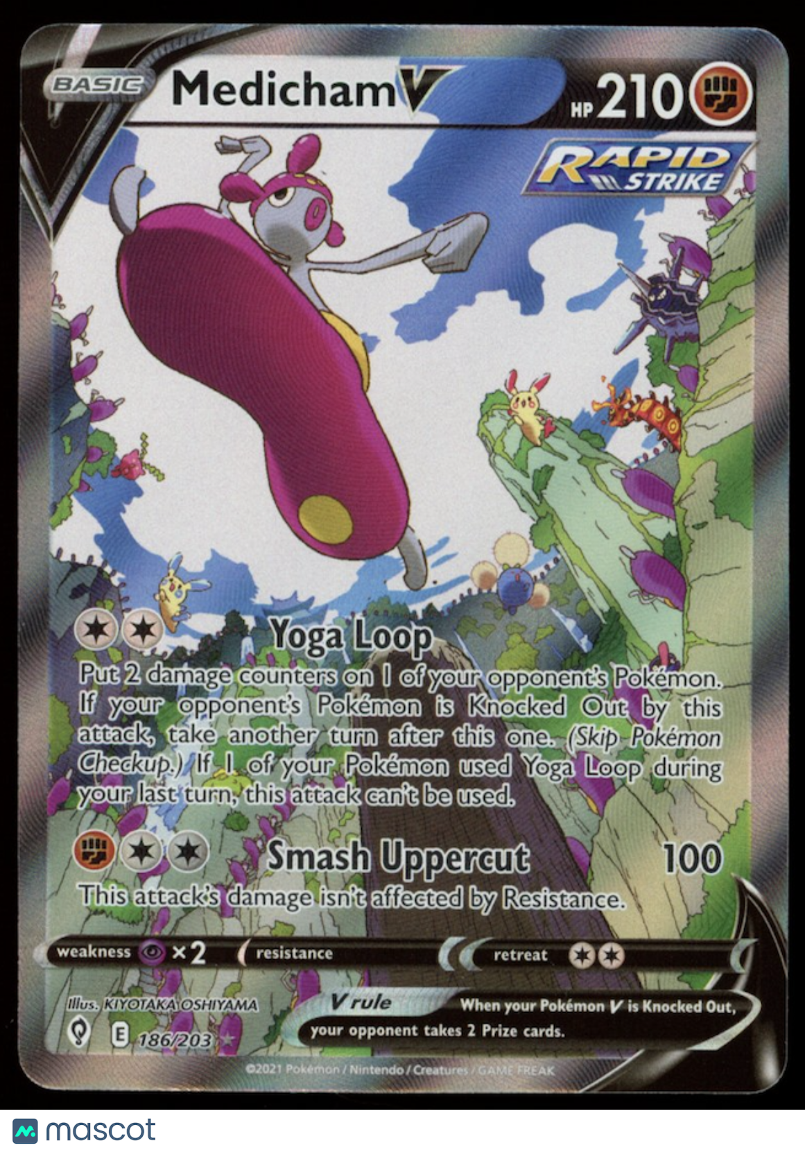 MEDICHAM V 2021 Pokemon Evolving Skies Alternate Full Art Ultra Rare #186/203