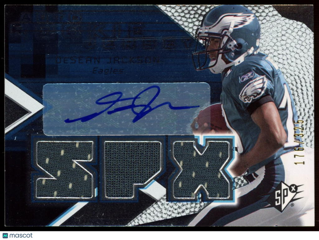 DESEAN JACKSON 2008 Upper Deck SPx Rookie Jersey Patch Auto /325 Eagles #183