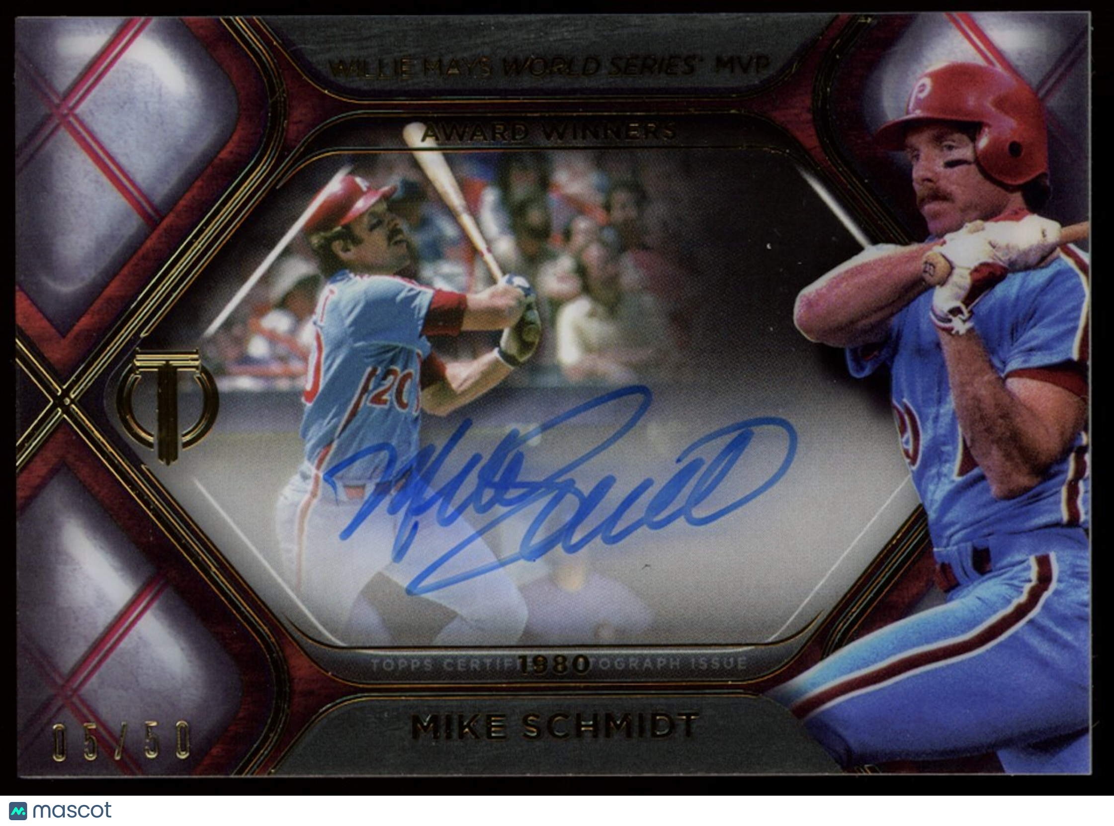 MIKE SCHMIDT 2022 Topps Tribute Willie Mays World Series MVP Auto /50 Phillies