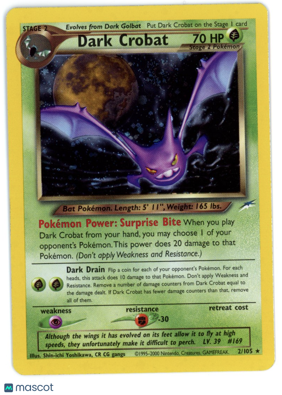 DARK CROBAT 2000 Pokemon TCG Neo Destiny Rare Holo Foil #2/105