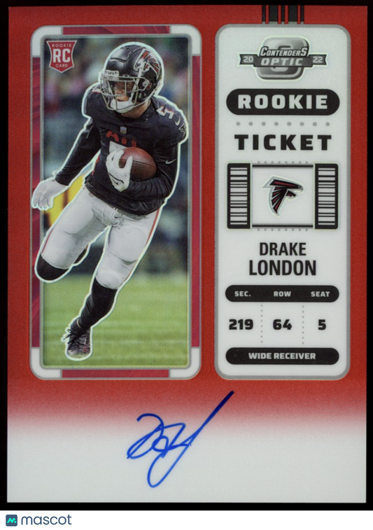 DRAKE LONDON 2023 Panini Contenders Optic Rookie Ticket Red Prizm Auto /149 #115