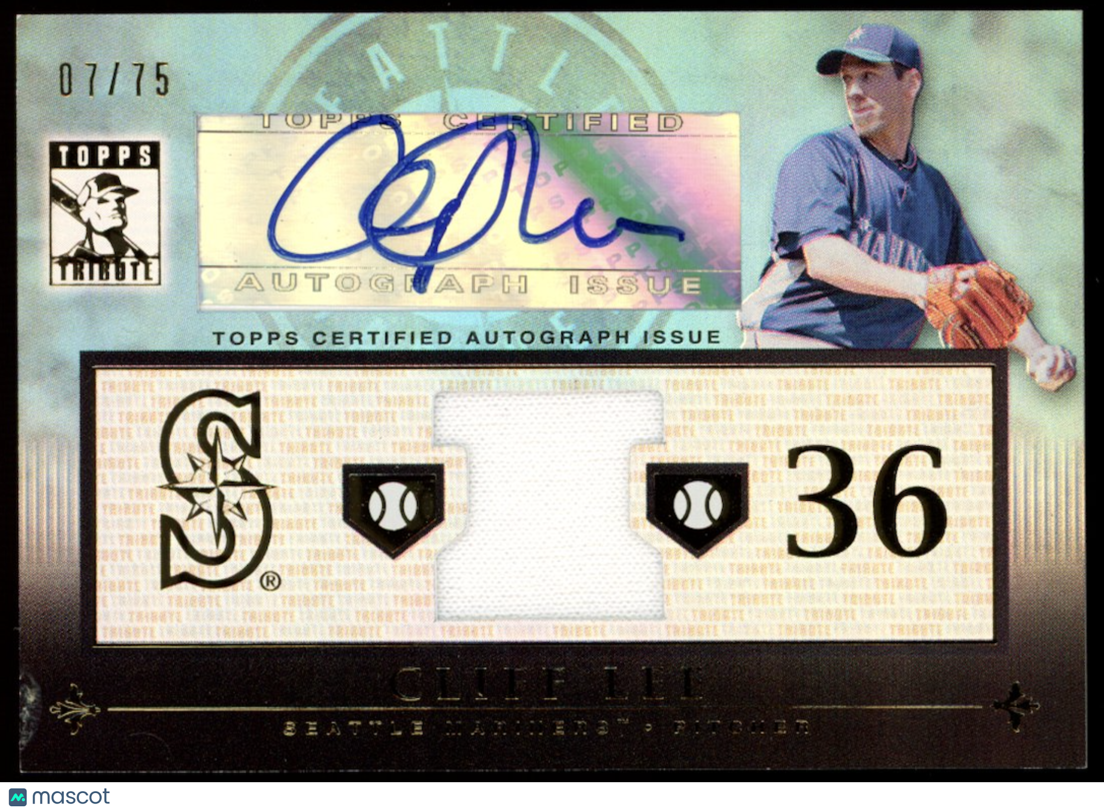 CLIFF LEE 2010 Topps Tribute Certified Relic Patch Auto /75 Mariners #TAR-CL2