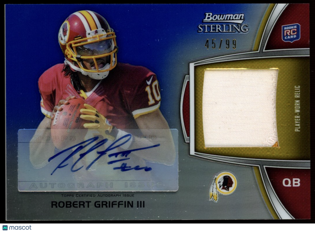 ROBERT GRIFFIN III 2012 Bowman Sterling Rookie Patch Auto Blue Refractor /99