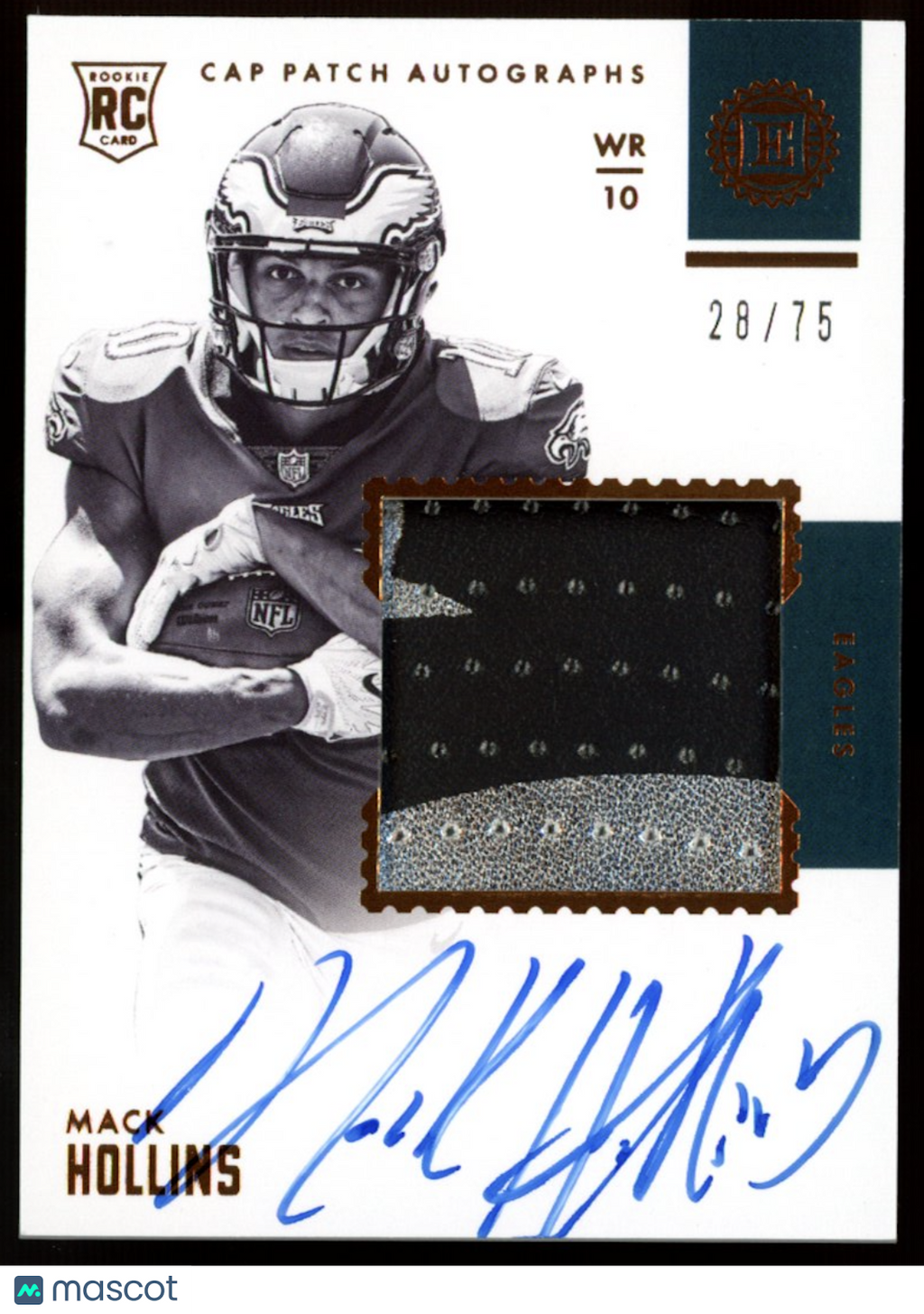 MACK HOLLINS 2017 Panini Encased Rookie Cap Patch Auto /75 Eagles #133