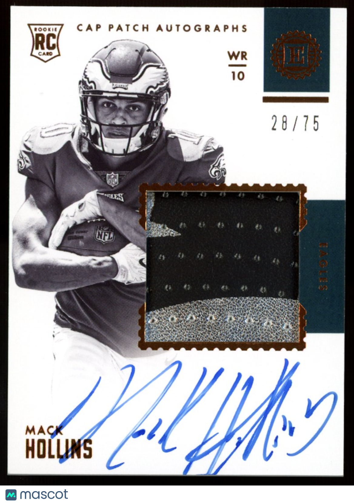 MACK HOLLINS 2017 Panini Encased Rookie Cap Patch Auto /75 Eagles #133