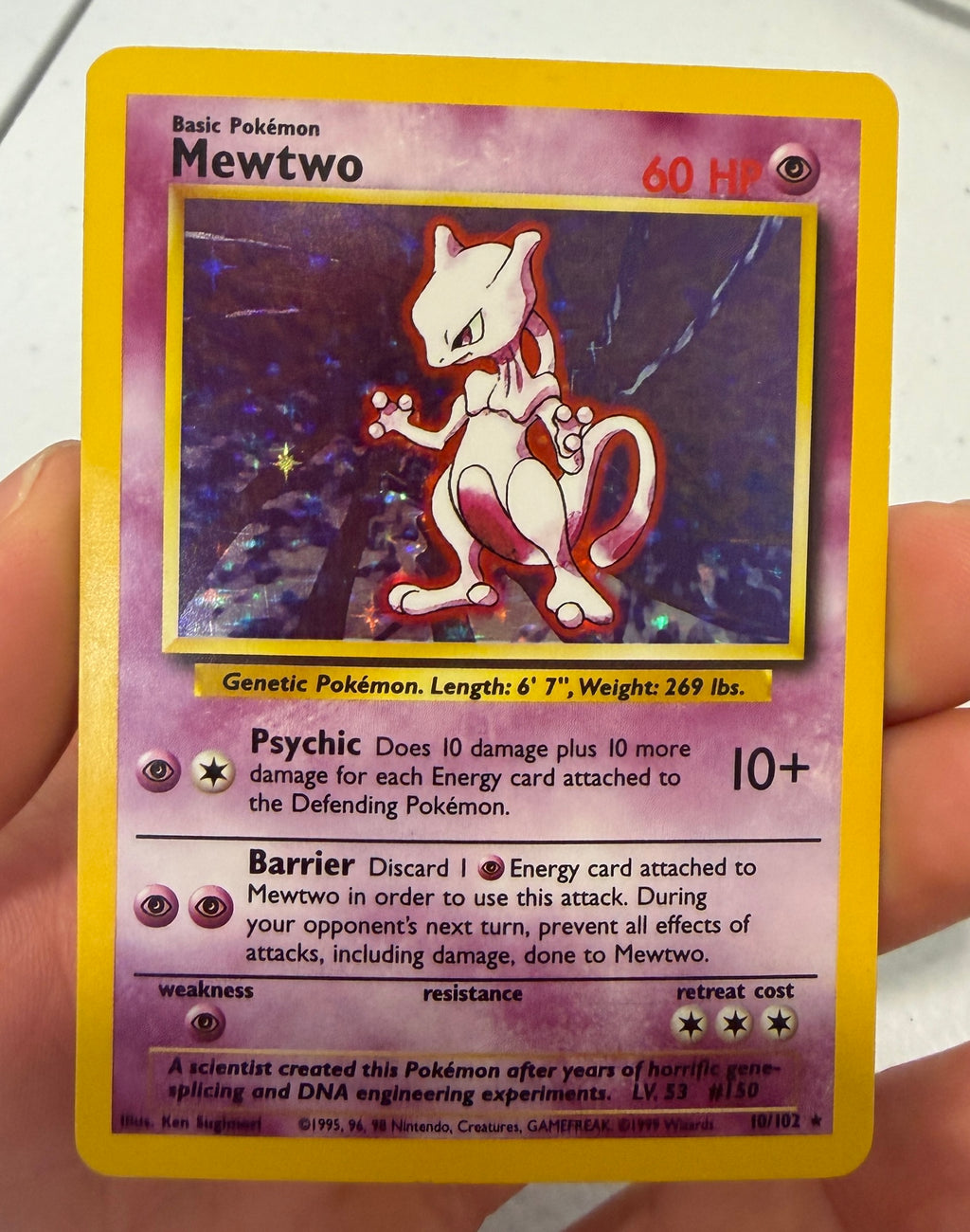 MEWTWO 1999 Pokemon Pokemon Base Set Holo Rare #10/102