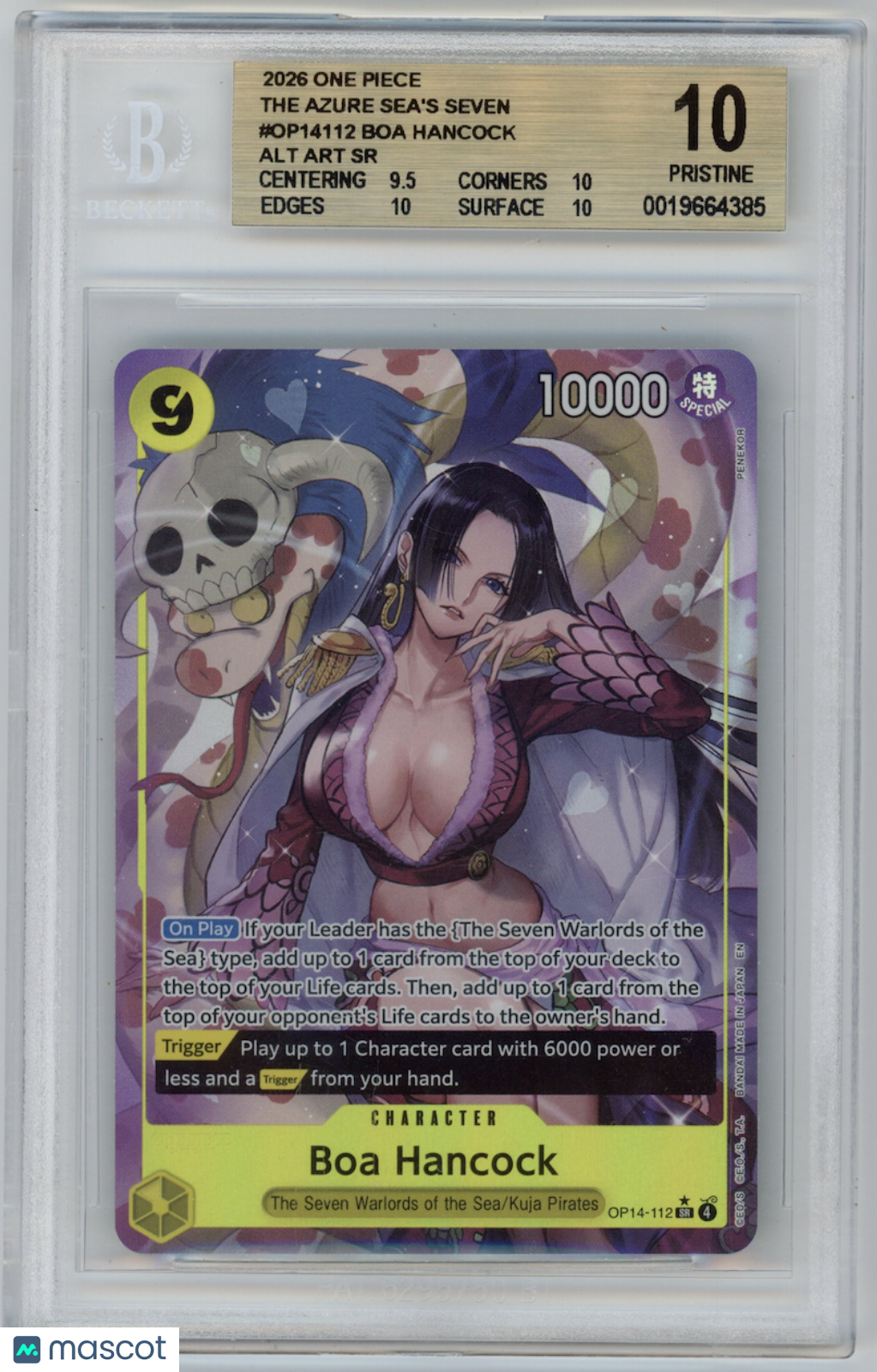 BOA HANCOCK ALT ART SR 2026 One Piece The Azure Sea's Seven #OP14-112 BGS 10