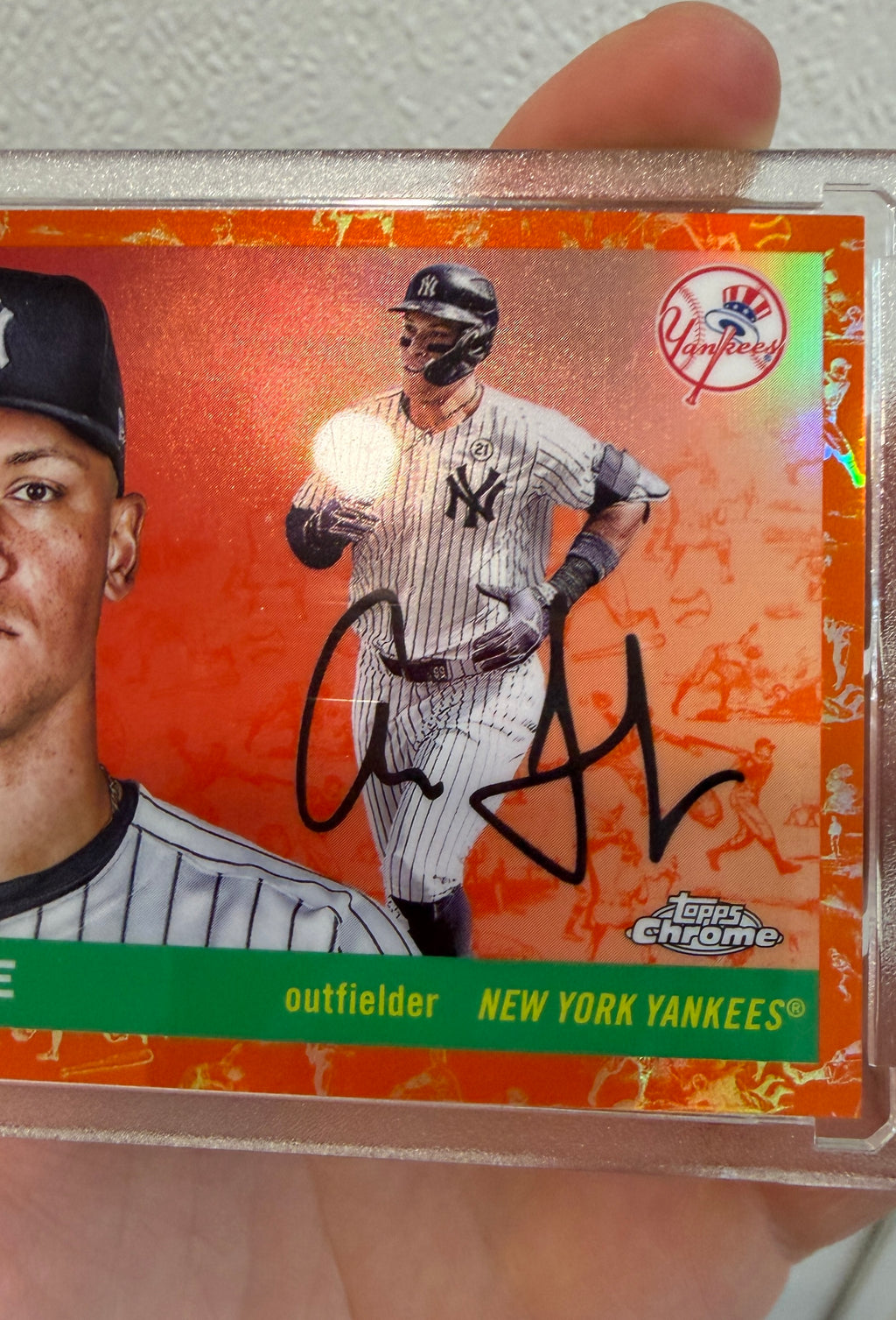 AARON JUDGE 2025 Topps Chrome Platinum Orange Toile Refractor /25 #136 Yankees