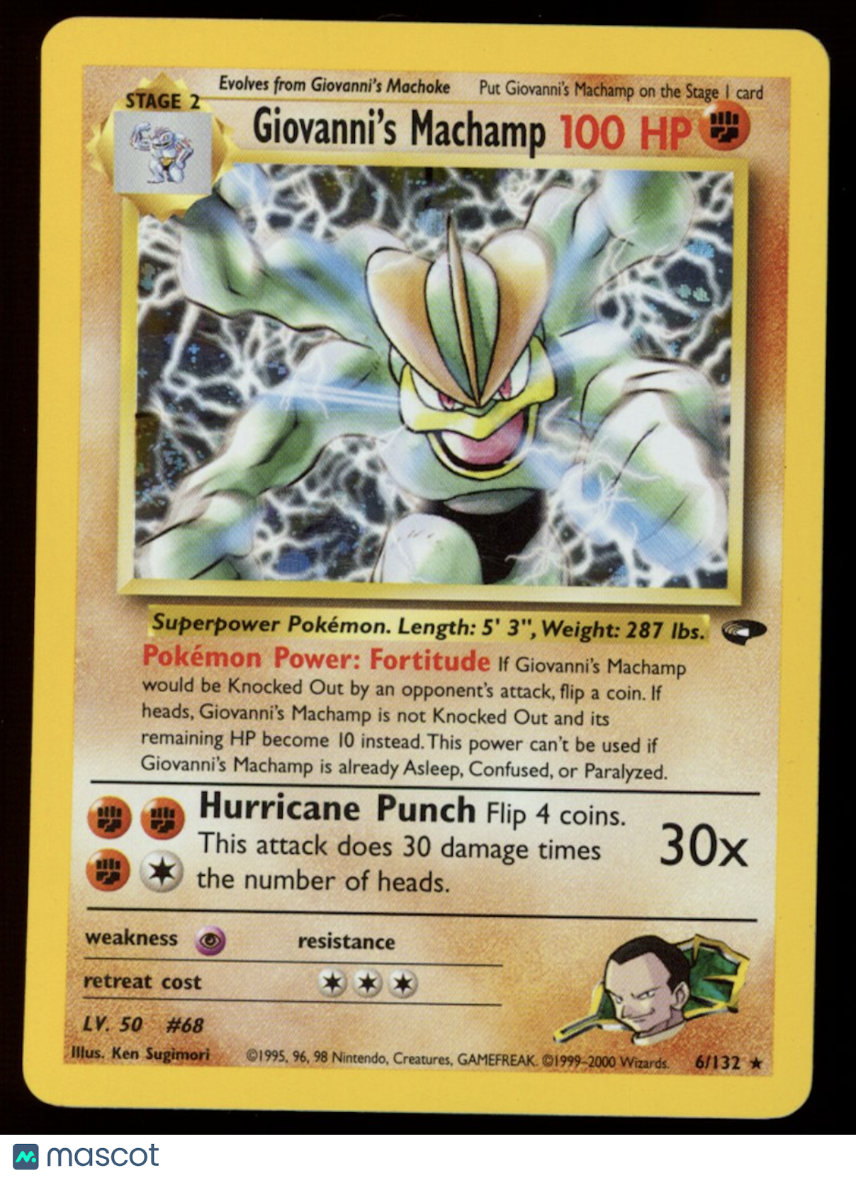 GIOVANNI'S MACHAMP 2000 Pokemon Gym Challenge Holo Rare Holofoil #6/132