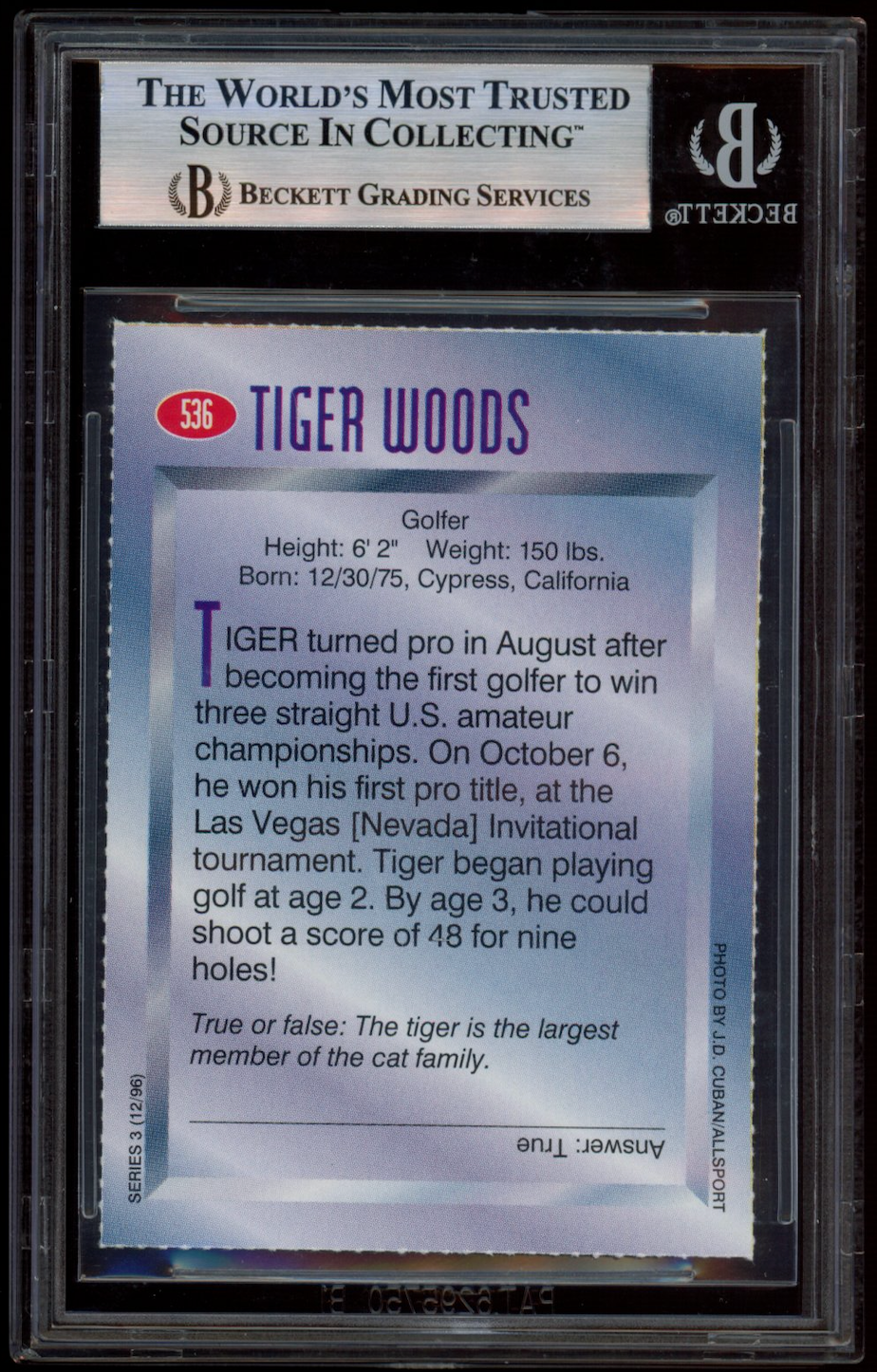 TIGER WOODS 1996 Sports Illustrated for Kids II Rookie #536 Golf BGS 8 NM-MT