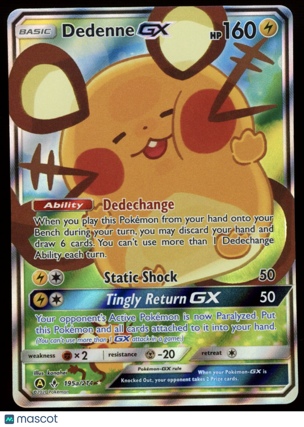 C DEDENNE GX 2020 Pokemon Sun & Moon Unbroken Bonds Full Art Promo #195a/214