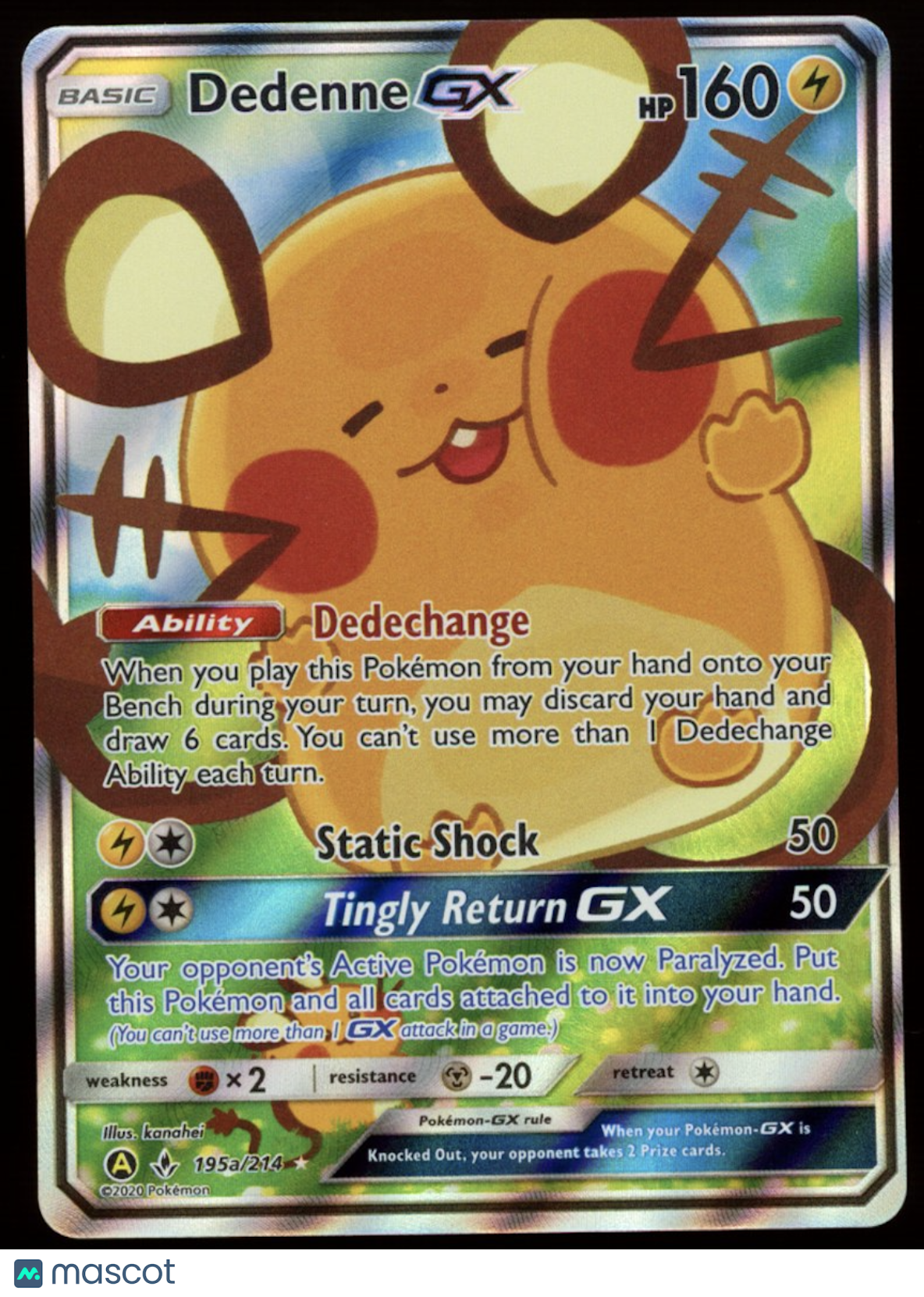 C DEDENNE GX 2020 Pokemon Sun & Moon Unbroken Bonds Full Art Promo #195a/214