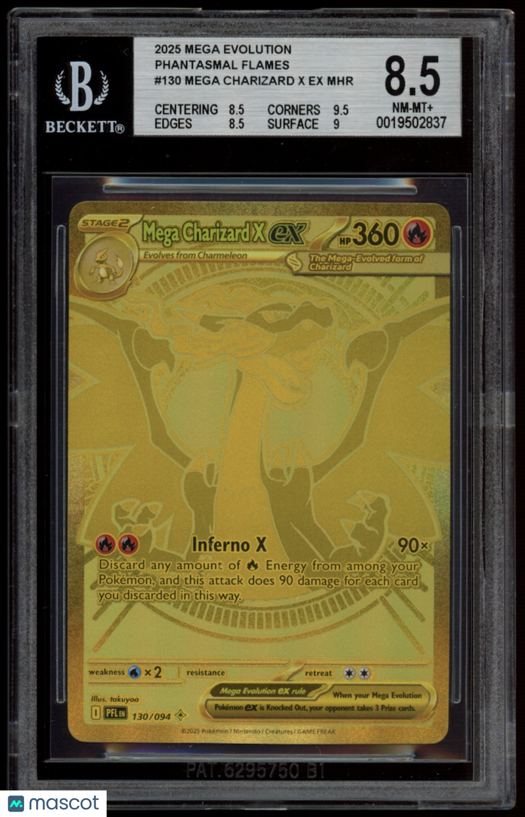 MEGA CHARIZARD X EX Pokemon Evolution Phantasmal Flames Hyper Rare #130 BGS 8.5