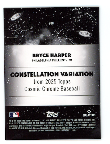 BRYCE HARPER 2025 Topps Cosmic Chrome Constellation Variation SSP #200 Phillies