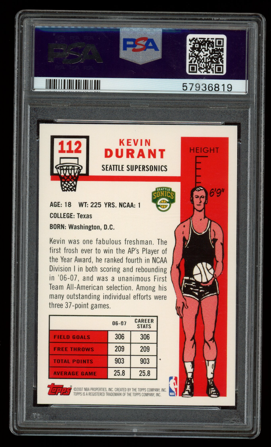 KEVIN DURANT 2007-08 Topps Rookie 1957-58 Variation #112 PSA 10 SuperSonics