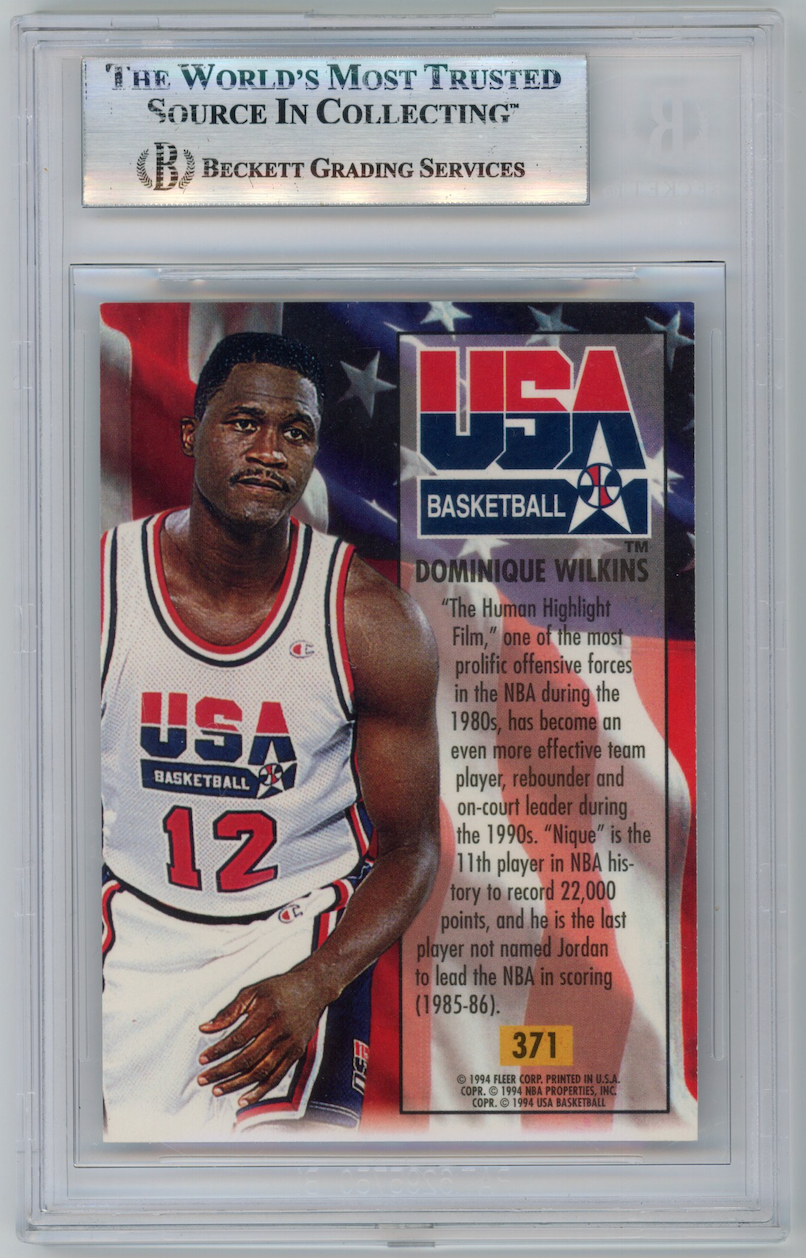 DOMINIQUE WILKINS 1993-94 Fleer Ultra BGS Authentic Auto Signed #371 Team USA