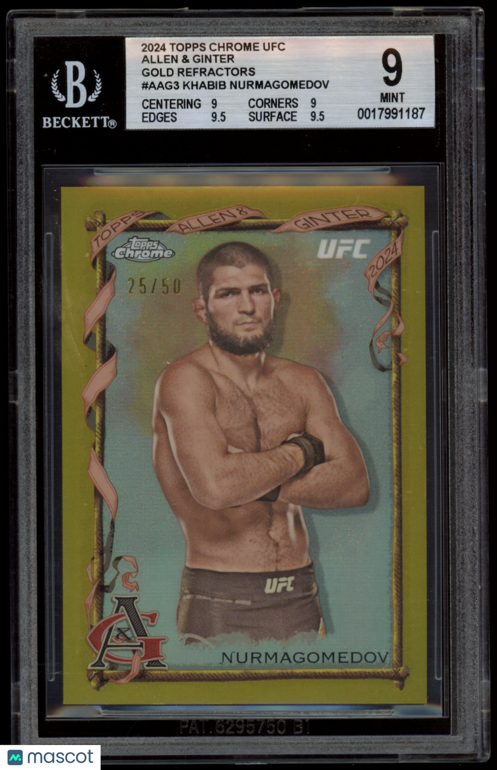 KHABIB NURMAGOMEDOV 2024 Topps Chrome UFC Allen Ginter Gold Refractor /50 BGS 9