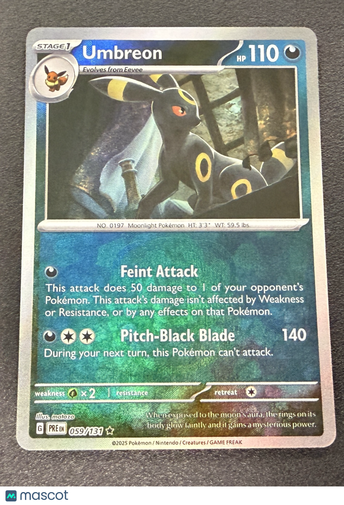UMBREON 2025 Pokemon S&V Prismatic Evolutions #59/131 Master Ball Reverse Holo