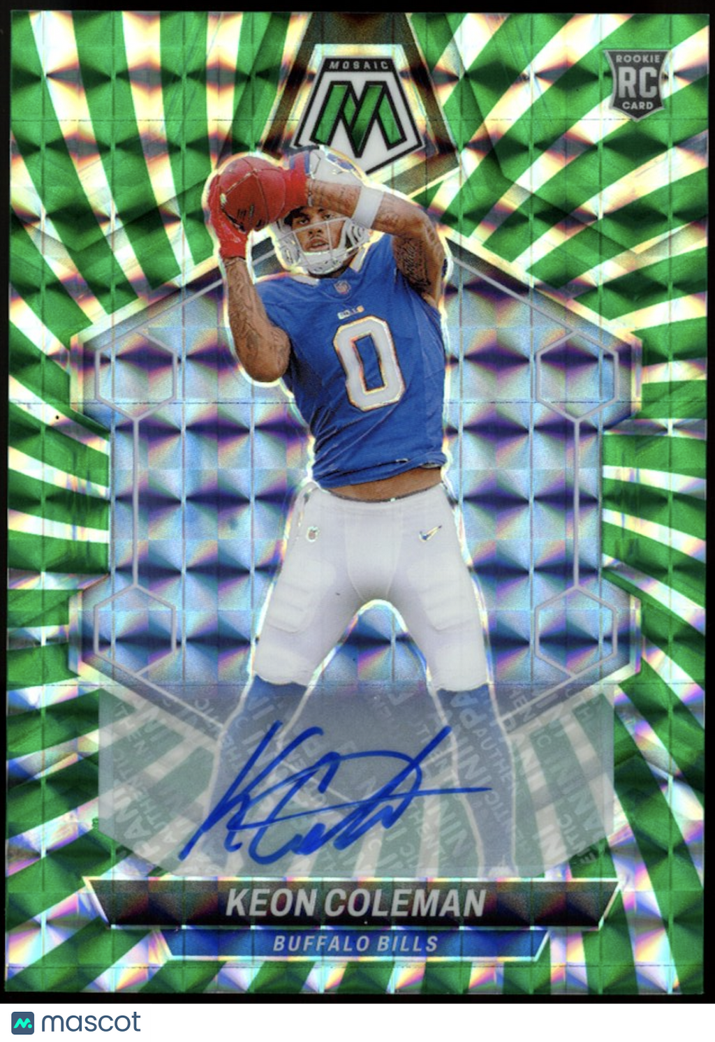 KEON COLEMAN 2024 Panini Mosaic Rookie Auto Green Swirl FOTL Prizm /15 Bills