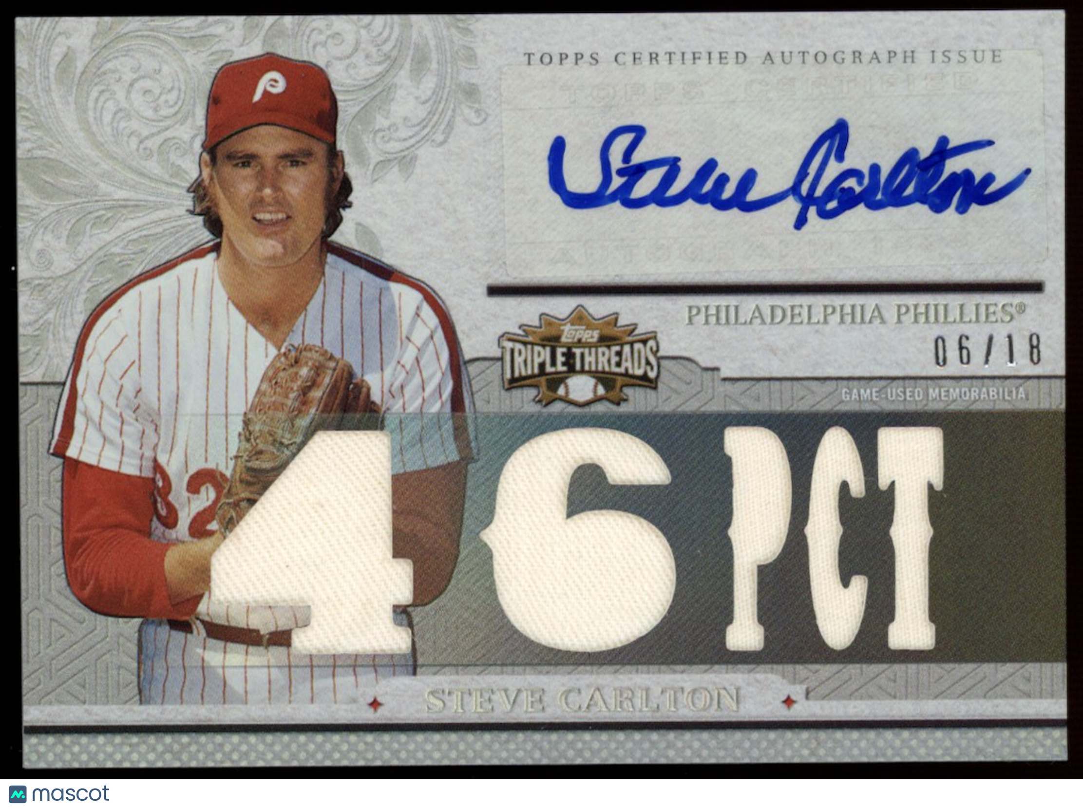 STEVE CARLTON 2014 Topps Triple Threads Auto Jersey Relic /18 Phillies